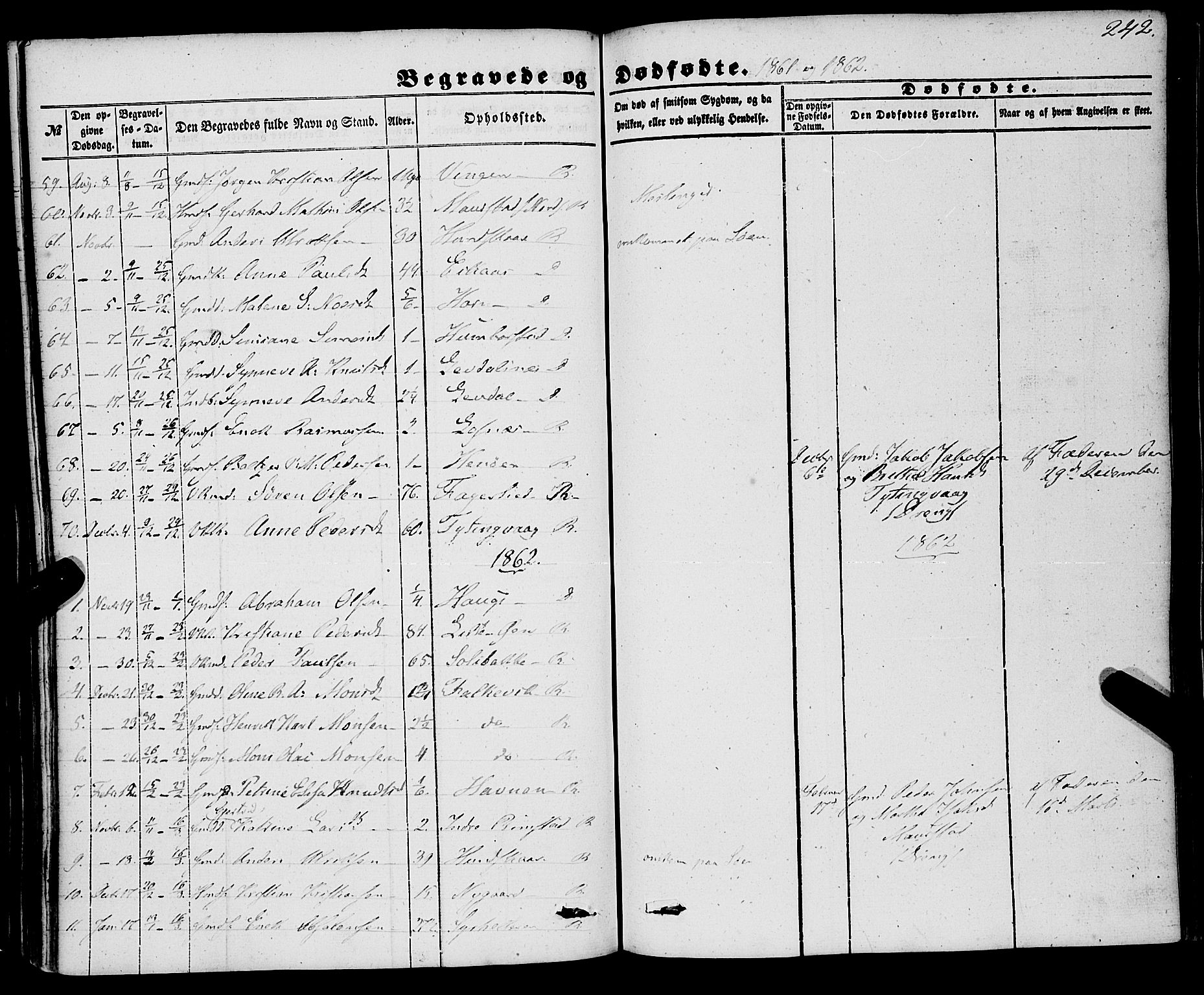 Davik sokneprestembete, AV/SAB-A-79701/H/Haa/Haaa/L0005: Parish register (official) no. A 5, 1850-1866, p. 242