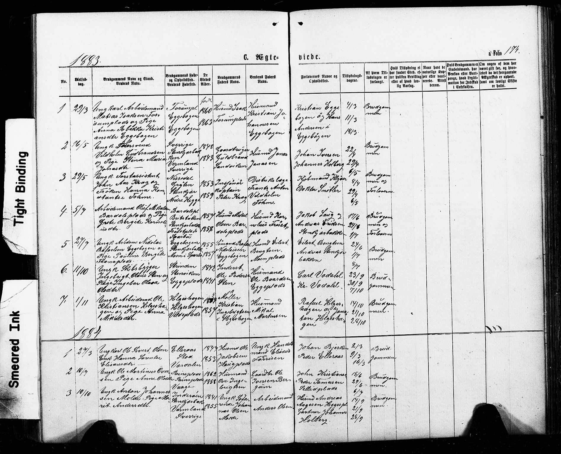 Ministerialprotokoller, klokkerbøker og fødselsregistre - Nord-Trøndelag, SAT/A-1458/740/L0380: Parish register (copy) no. 740C01, 1868-1902, p. 174