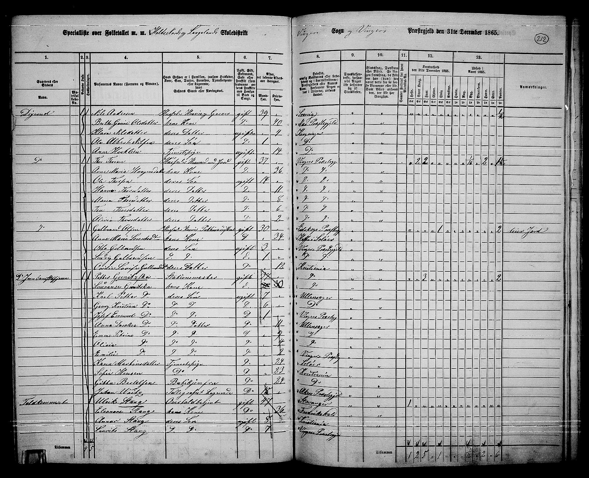 RA, 1865 census for Vinger/Vinger og Austmarka, 1865, p. 194