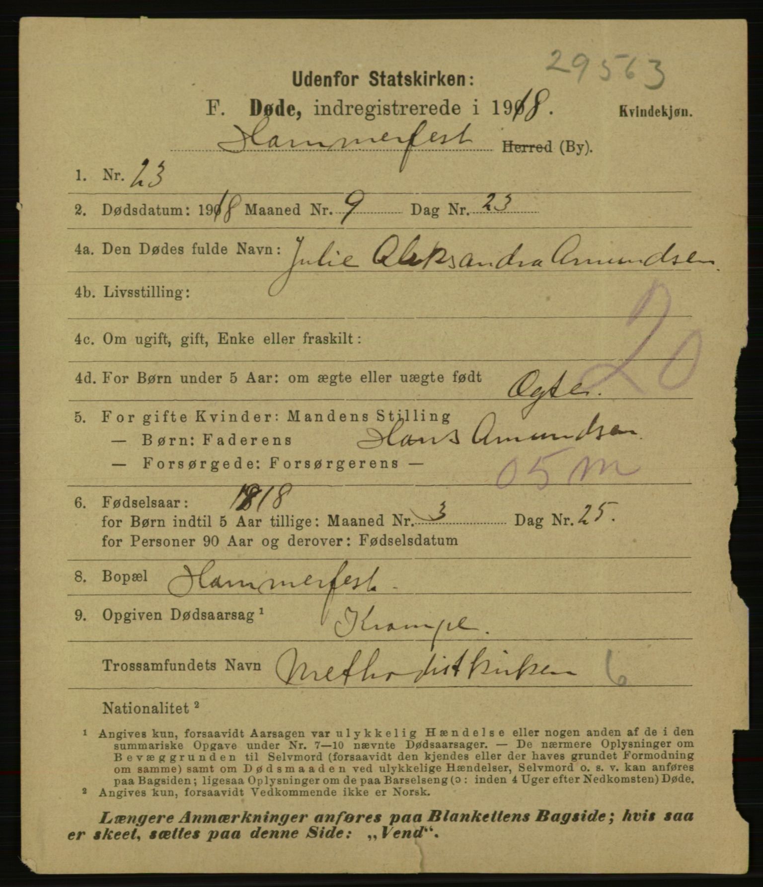 Statistisk sentralbyrå, Sosiodemografiske emner, Befolkning, AV/RA-S-2228/E/L0016: Fødte, gifte, døde dissentere., 1918, p. 3785