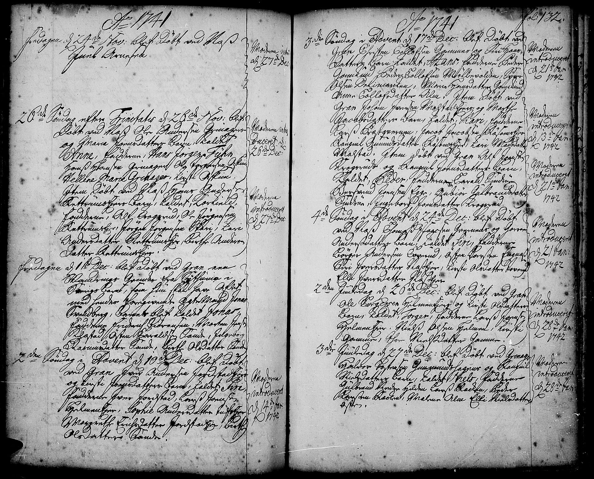 Gran prestekontor, SAH/PREST-112/H/Ha/Haa/L0002: Parish register (official) no. 2, 1732-1744, p. 132