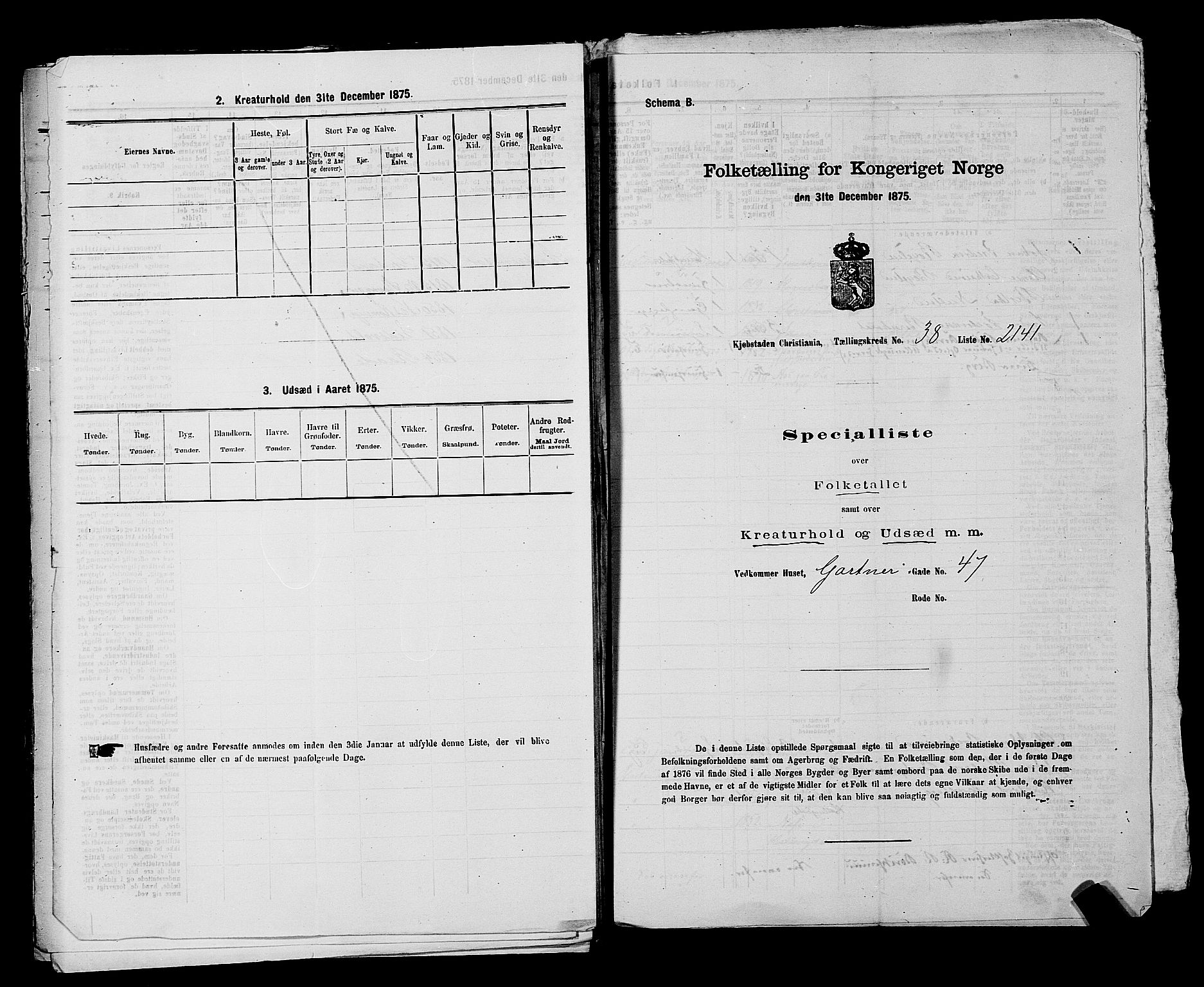 RA, 1875 census for 0301 Kristiania, 1875, p. 6092