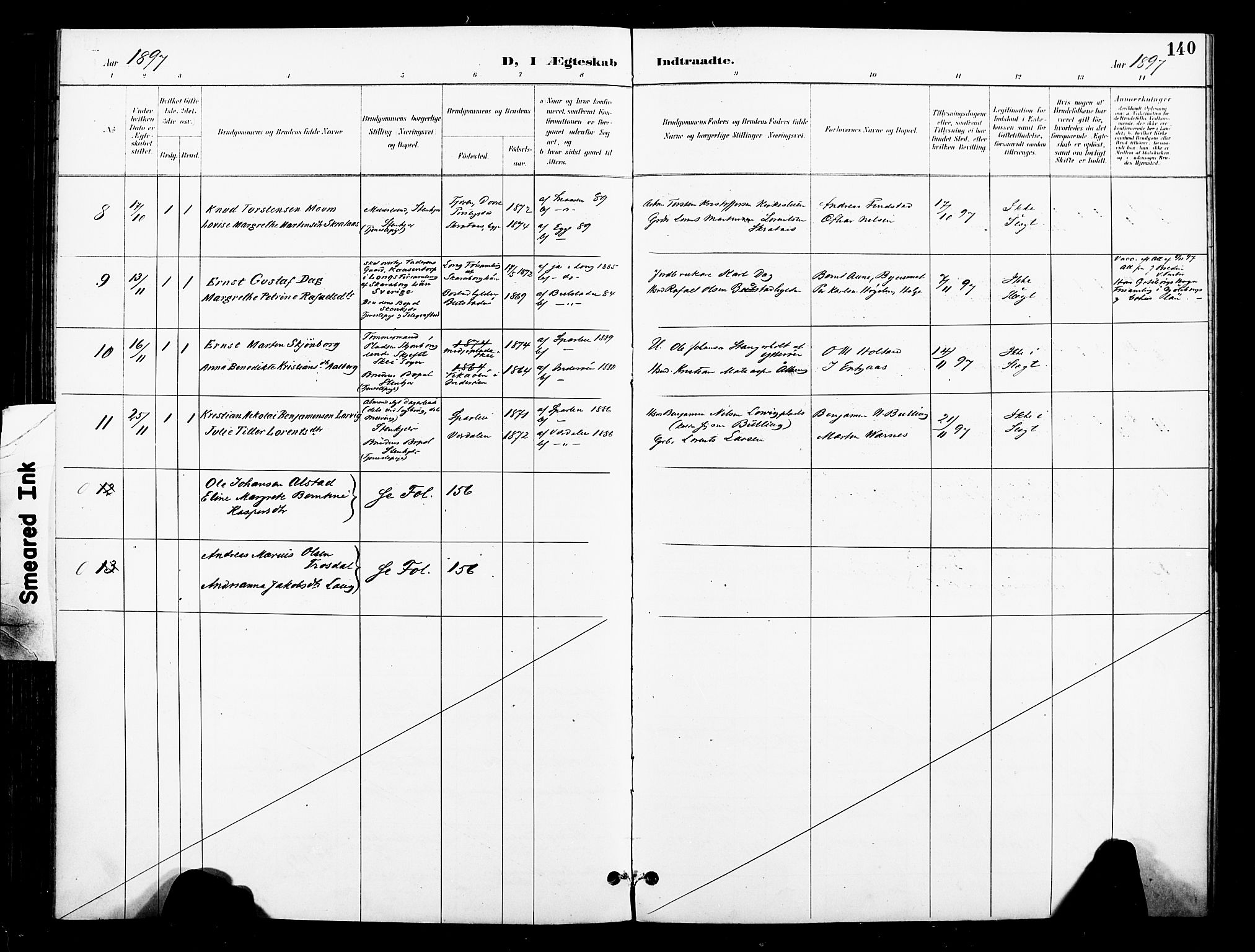 Ministerialprotokoller, klokkerbøker og fødselsregistre - Nord-Trøndelag, SAT/A-1458/739/L0372: Parish register (official) no. 739A04, 1895-1903, p. 140
