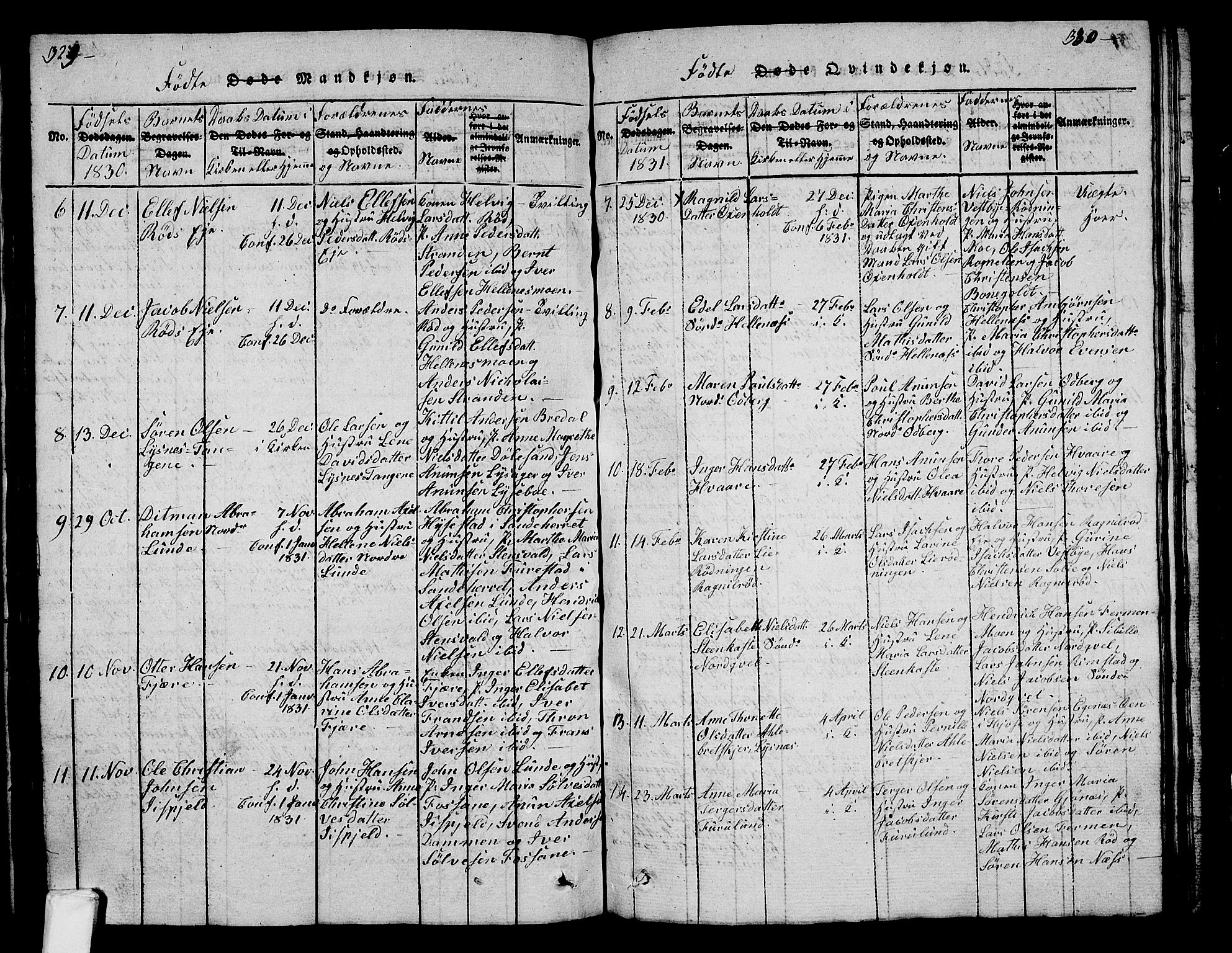 Hedrum kirkebøker, SAKO/A-344/G/Ga/L0003: Parish register (copy) no. I 3, 1817-1835, p. 329-330