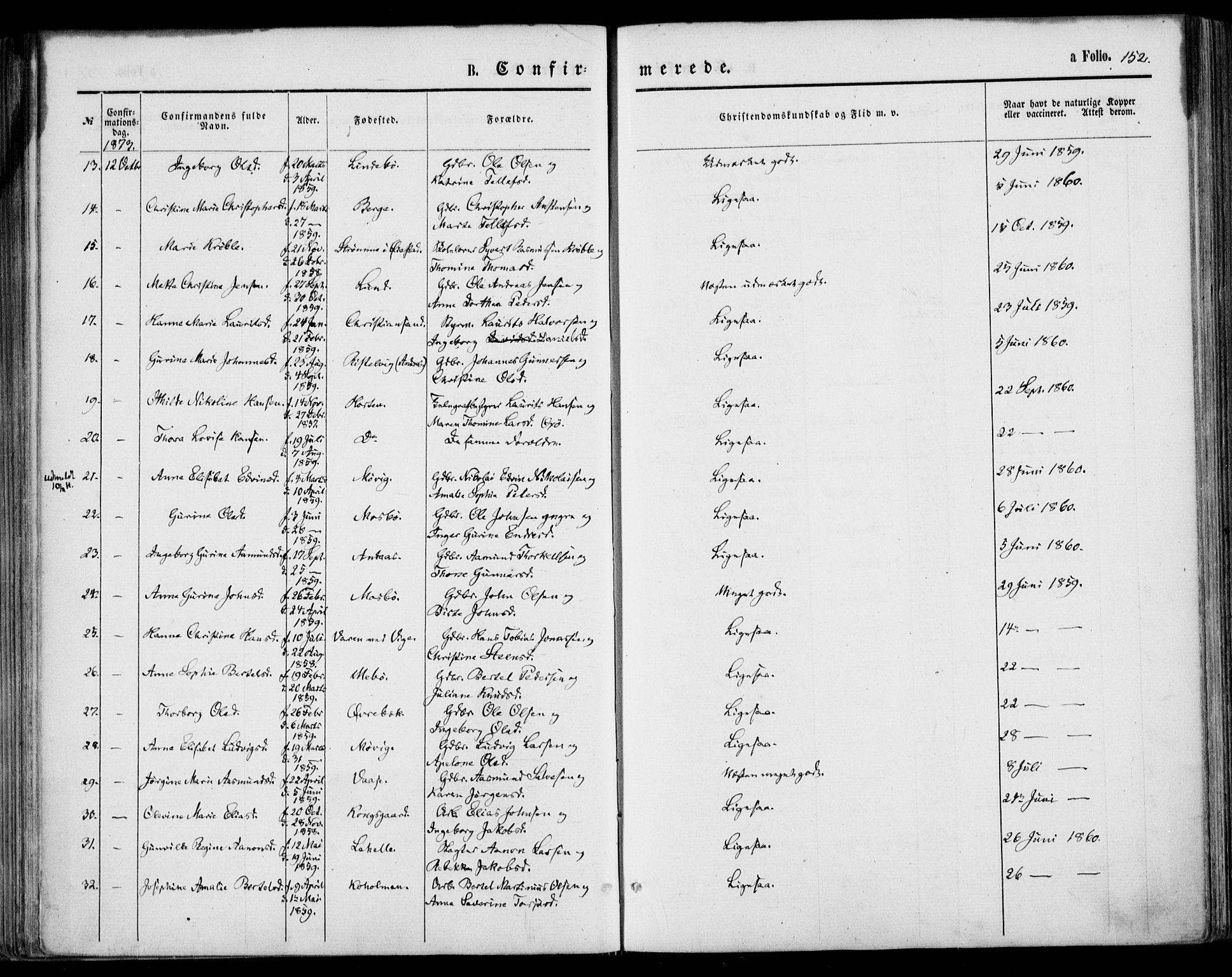 Oddernes sokneprestkontor, AV/SAK-1111-0033/F/Fa/Faa/L0008: Parish register (official) no. A 8, 1864-1880, p. 152