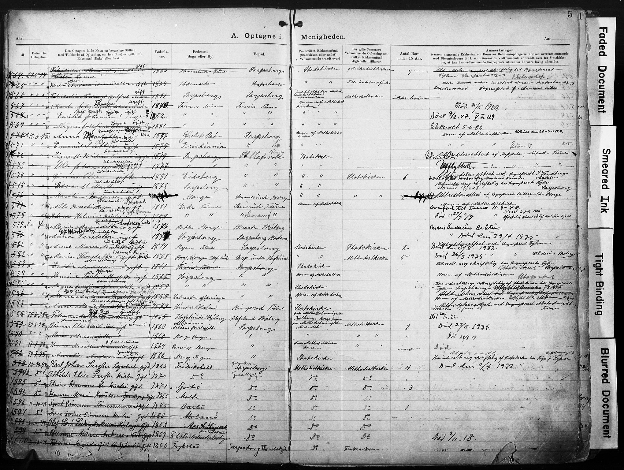 Sarpsborg metodistkirke, SAO/PAO-0233/A/L0004: Dissenter register no. 4, 1892-1923, p. 5