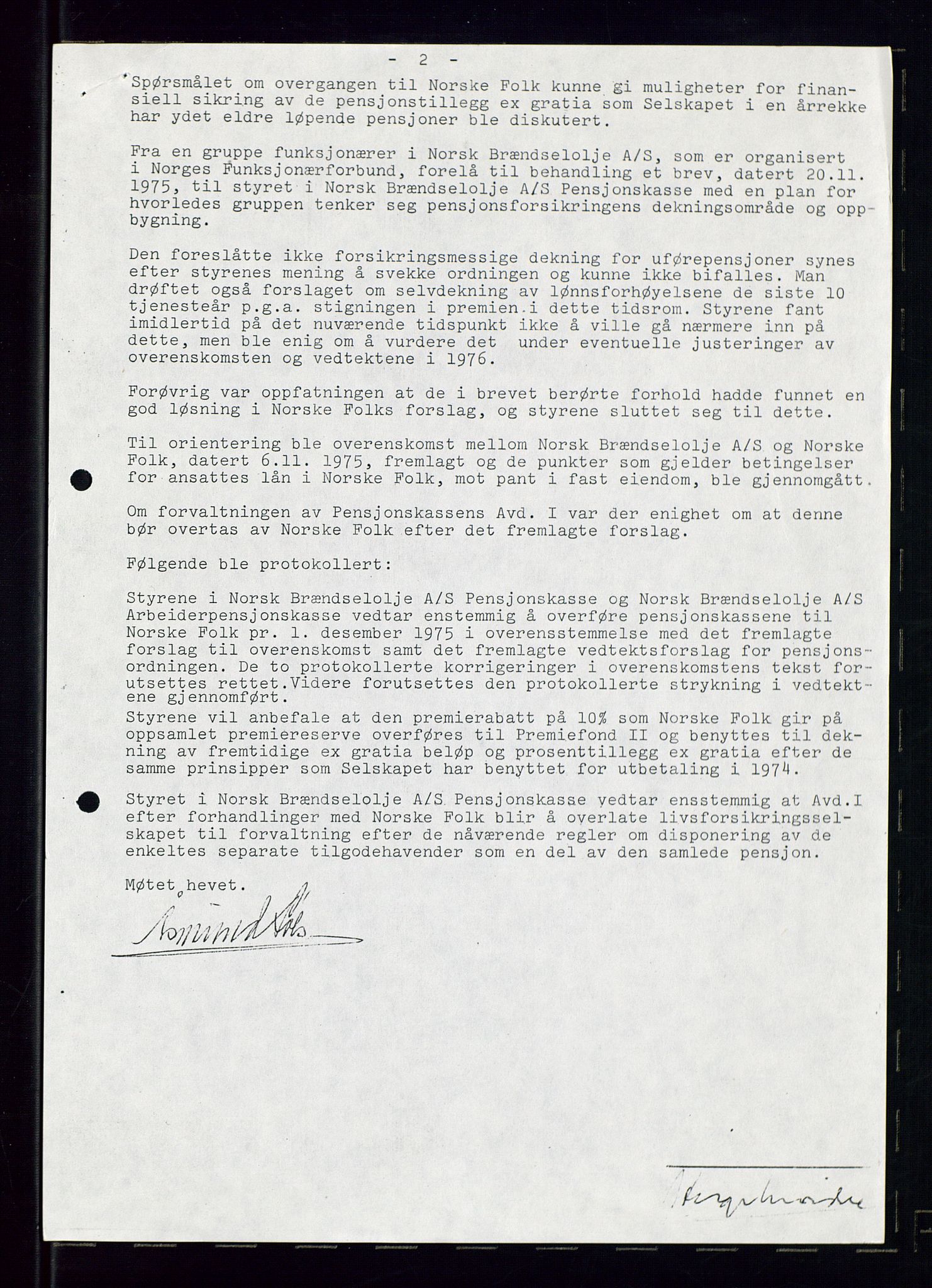 PA 1544 - Norsk Brændselolje A/S, AV/SAST-A-101965/1/A/Ab/L0008/0001: Styret, styremøter, bedriftsforsamling, generalforsamling  / Styret, 1975, p. 30