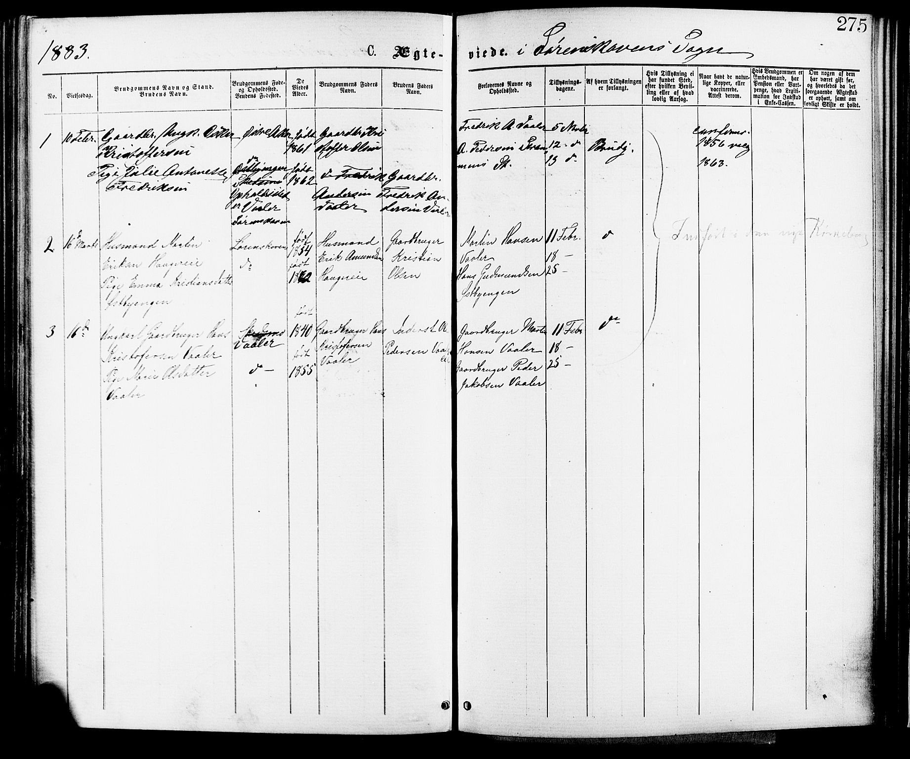 Skedsmo prestekontor Kirkebøker, SAO/A-10033a/F/Fa/L0012: Parish register (official) no. I 12, 1876-1883, p. 275
