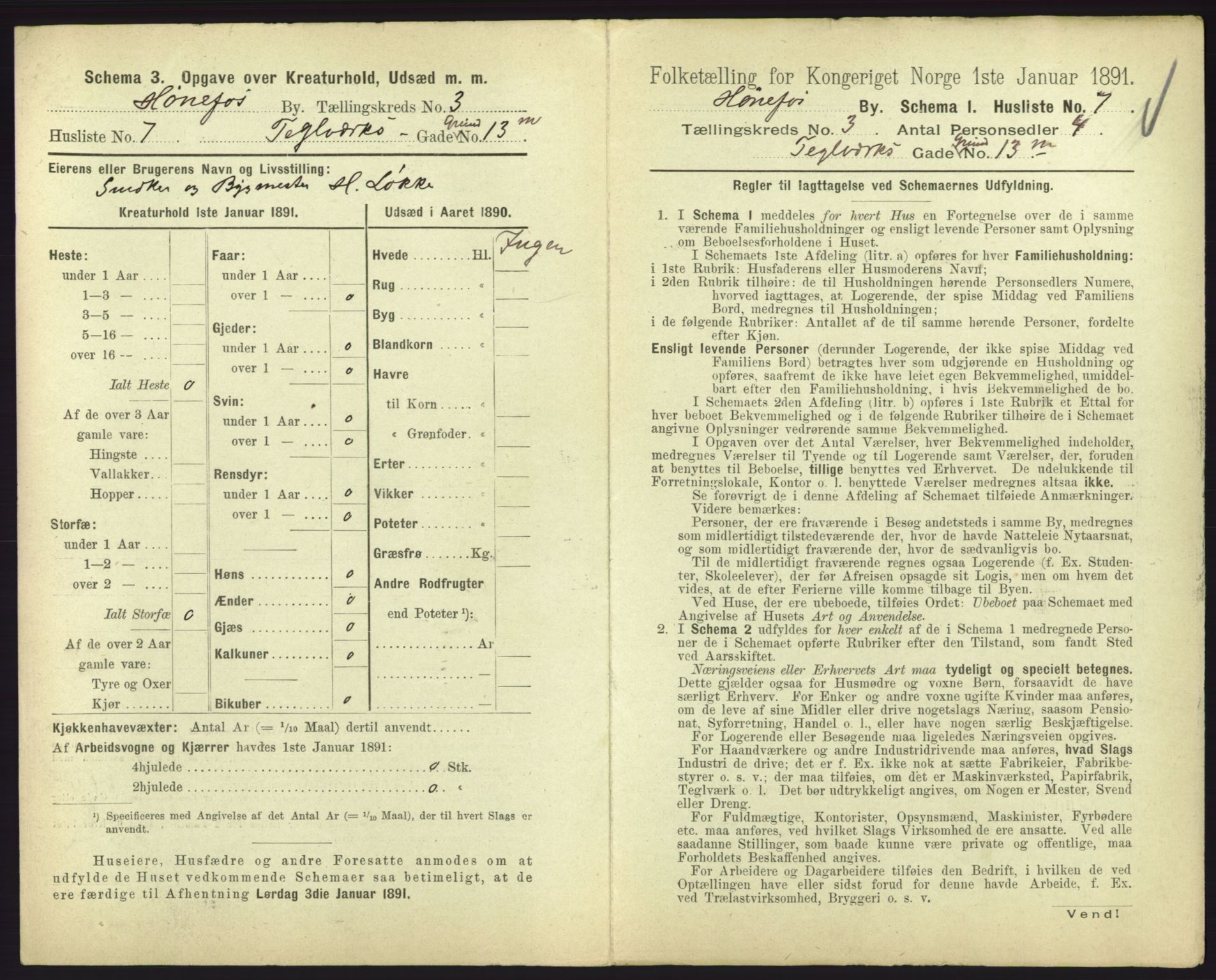 RA, 1891 census for 0601 Hønefoss, 1891, p. 117