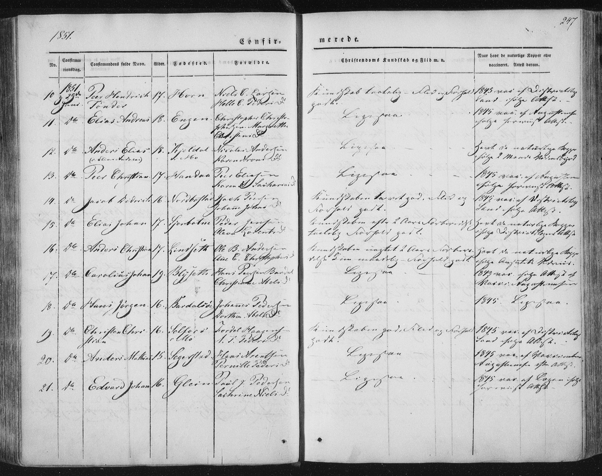 Ministerialprotokoller, klokkerbøker og fødselsregistre - Nordland, AV/SAT-A-1459/838/L0549: Parish register (official) no. 838A07, 1840-1854, p. 247