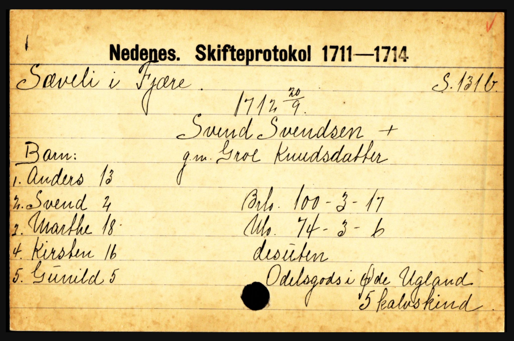 Nedenes sorenskriveri før 1824, AV/SAK-1221-0007/H, p. 29441