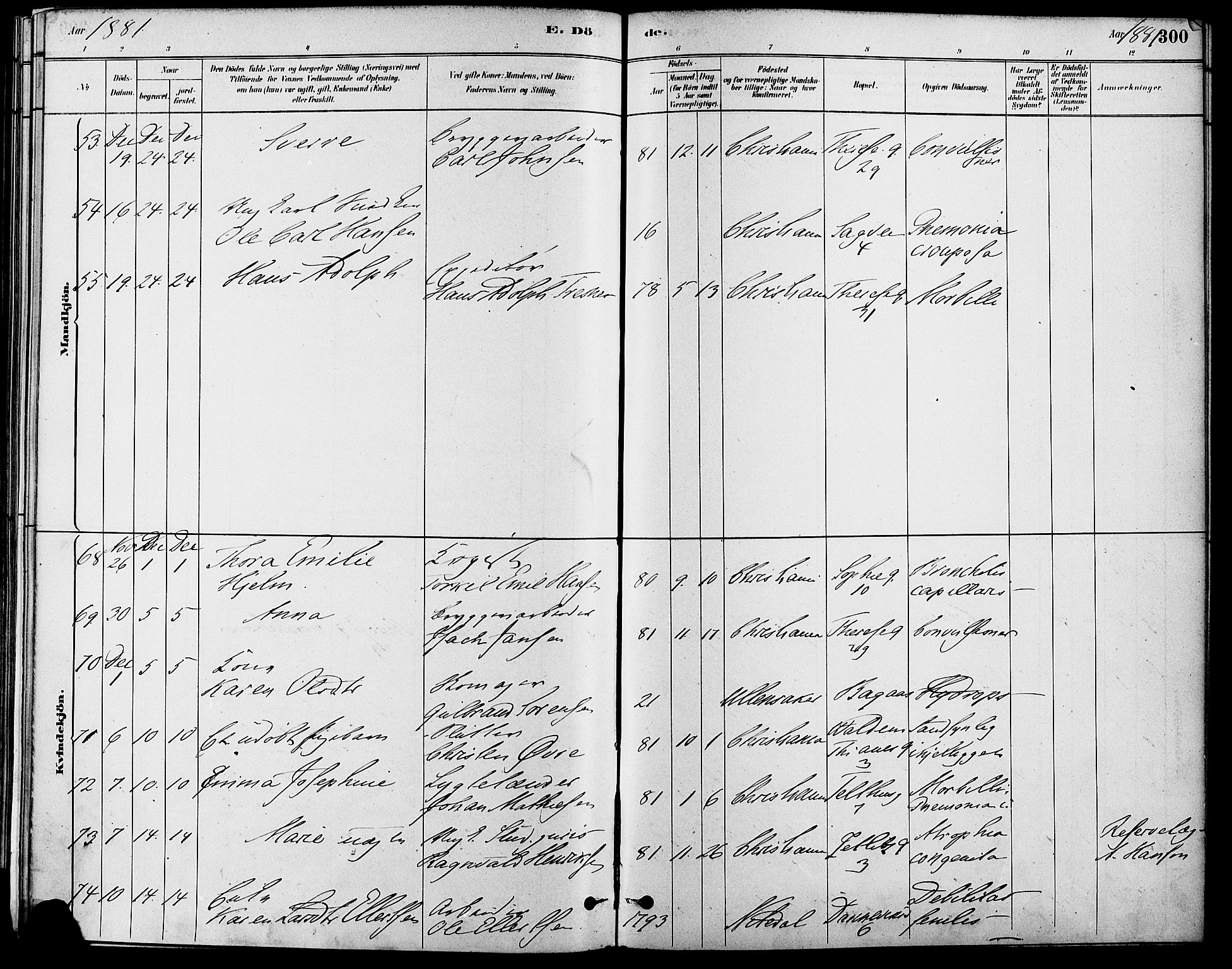 Gamle Aker prestekontor Kirkebøker, SAO/A-10617a/F/L0006: Parish register (official) no. 6, 1880-1887, p. 300