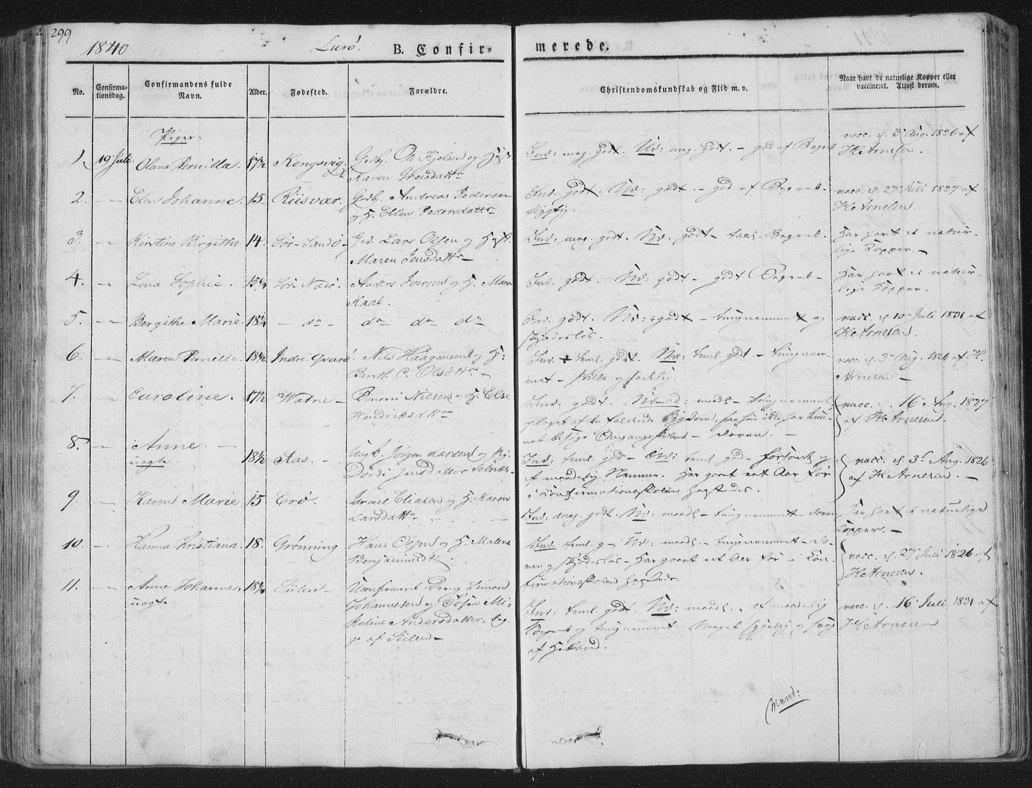 Ministerialprotokoller, klokkerbøker og fødselsregistre - Nordland, SAT/A-1459/839/L0565: Parish register (official) no. 839A02, 1825-1862, p. 299