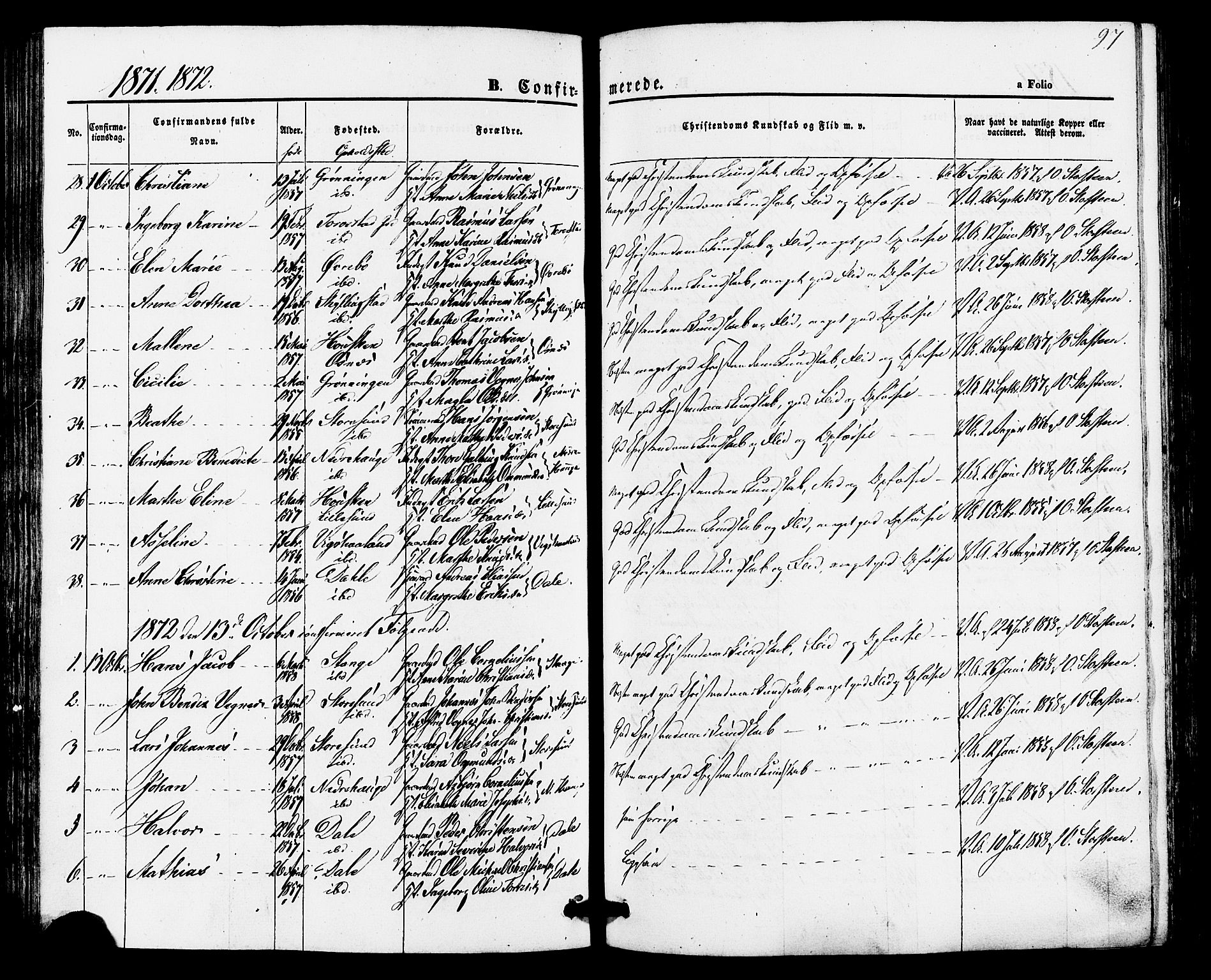 Torvastad sokneprestkontor, AV/SAST-A -101857/H/Ha/Haa/L0010: Parish register (official) no. A 10, 1857-1878, p. 97