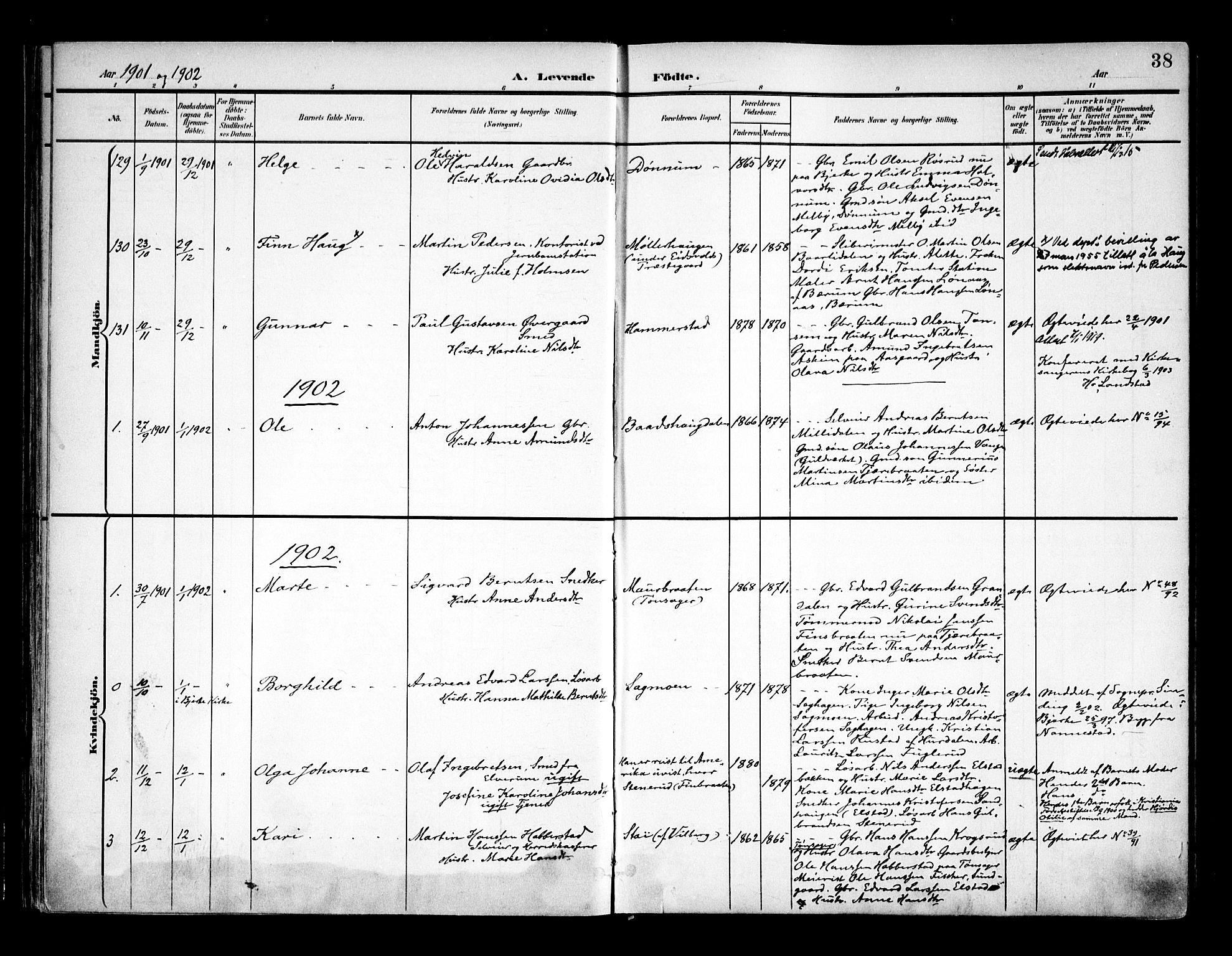 Eidsvoll prestekontor Kirkebøker, SAO/A-10888/F/Fa/L0006: Parish register (official) no. I 6, 1900-1907, p. 38