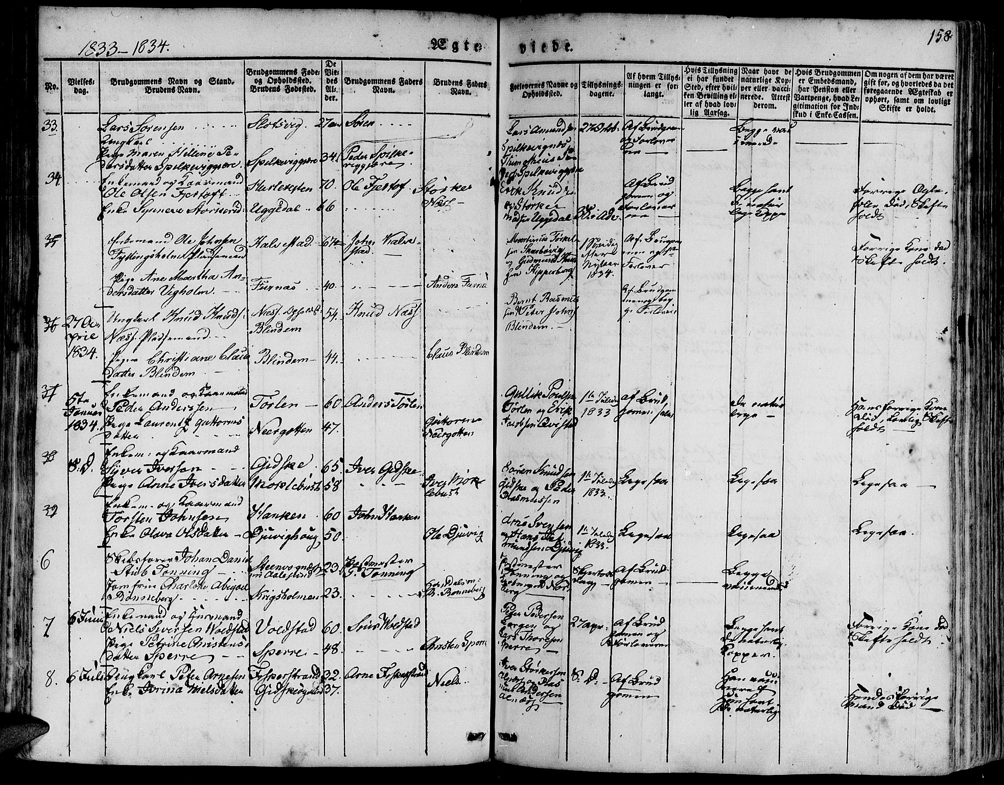 Ministerialprotokoller, klokkerbøker og fødselsregistre - Møre og Romsdal, AV/SAT-A-1454/528/L0395: Parish register (official) no. 528A06, 1828-1839, p. 158