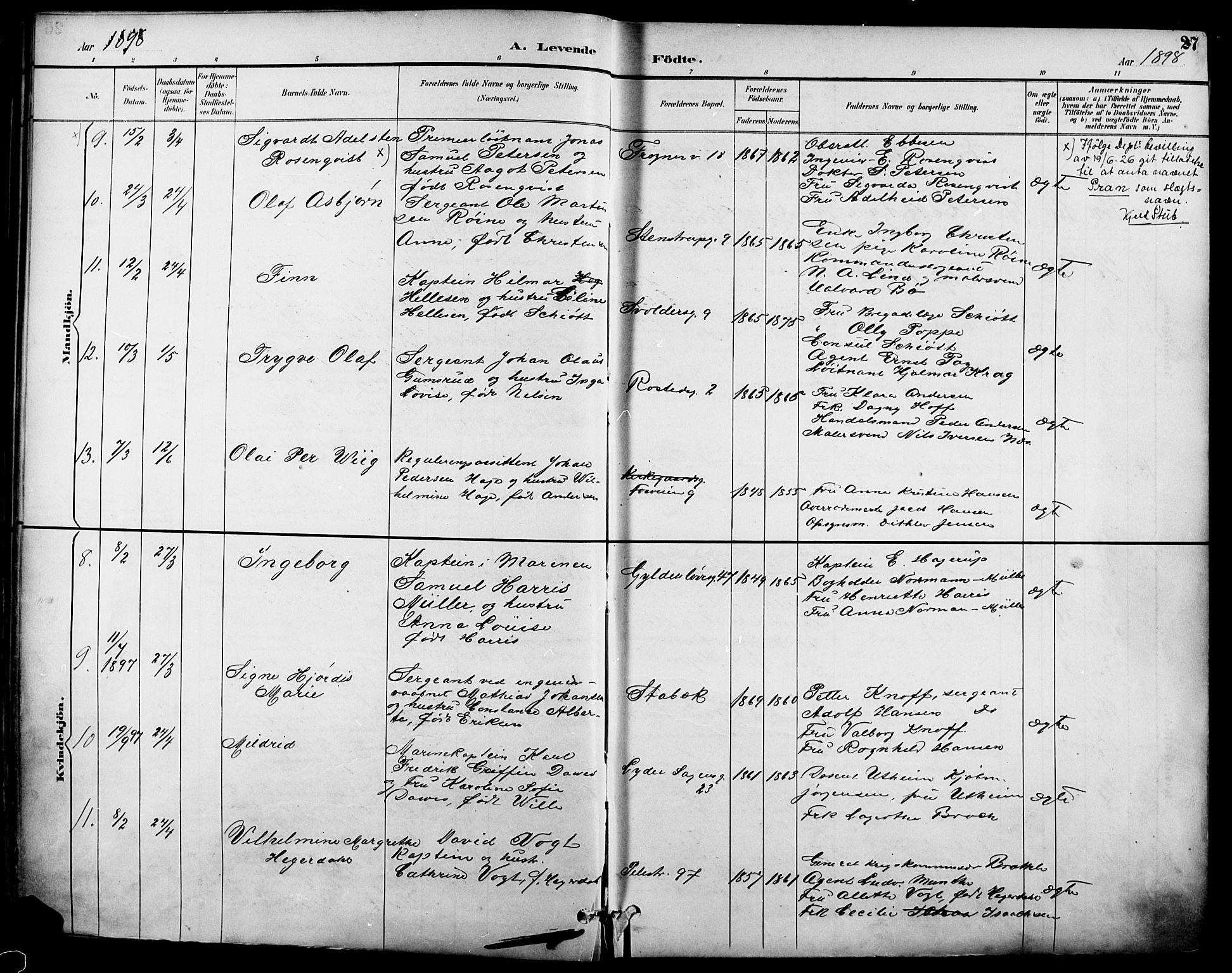Garnisonsmenigheten Kirkebøker, SAO/A-10846/F/Fa/L0013: Parish register (official) no. 13, 1894-1904, p. 27