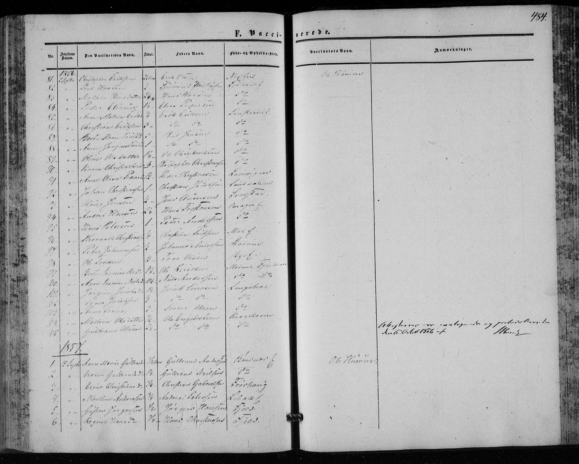 Hole kirkebøker, AV/SAKO-A-228/F/Fa/L0006: Parish register (official) no. I 6, 1852-1872, p. 484