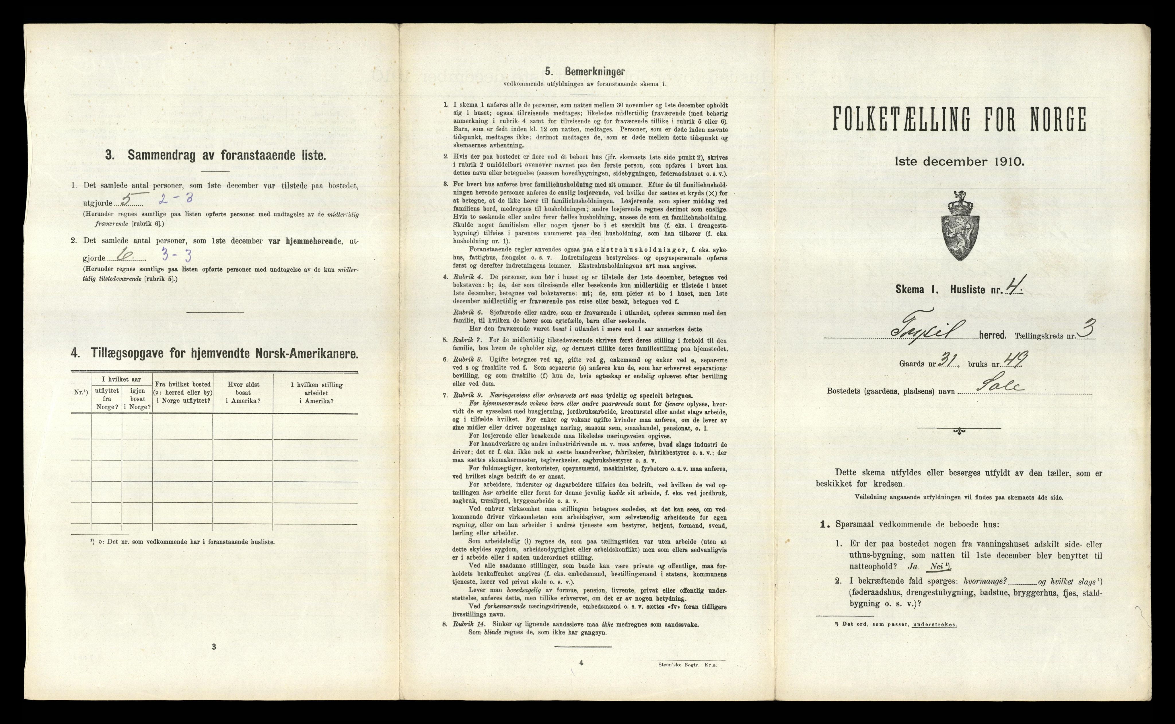 RA, 1910 census for Trysil, 1910, p. 319