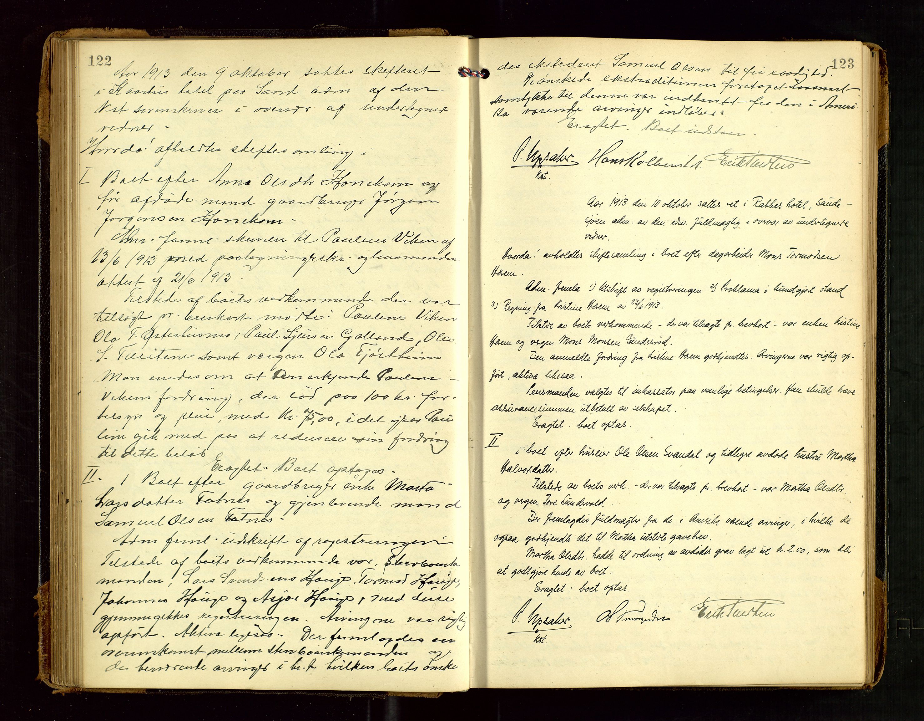 Ryfylke tingrett, AV/SAST-A-100055/001/IV/IVF/L0015: Skifteforhandlingsprotokoll, 1910-1928, p. 122-123