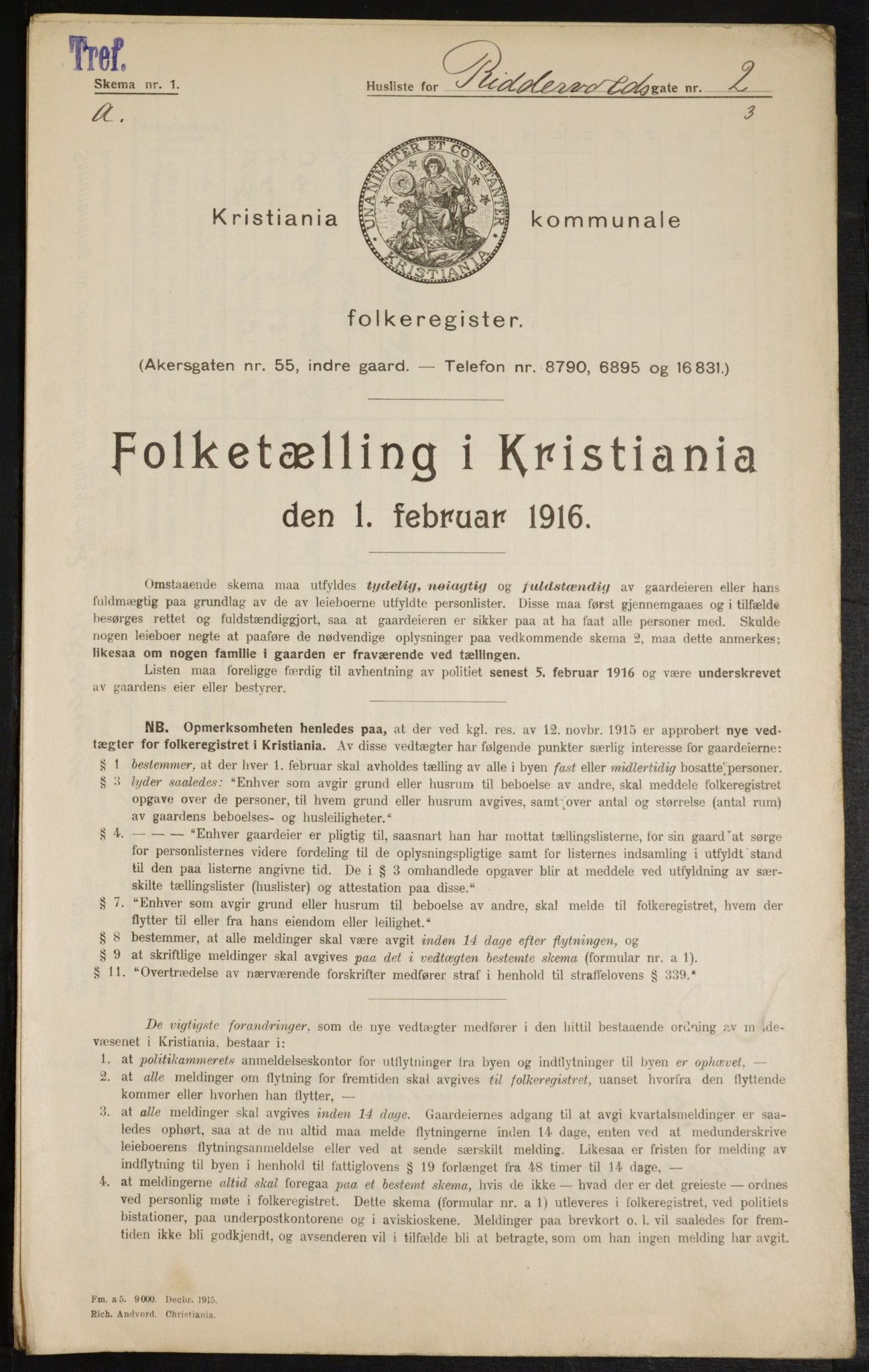 OBA, Municipal Census 1916 for Kristiania, 1916, p. 85178