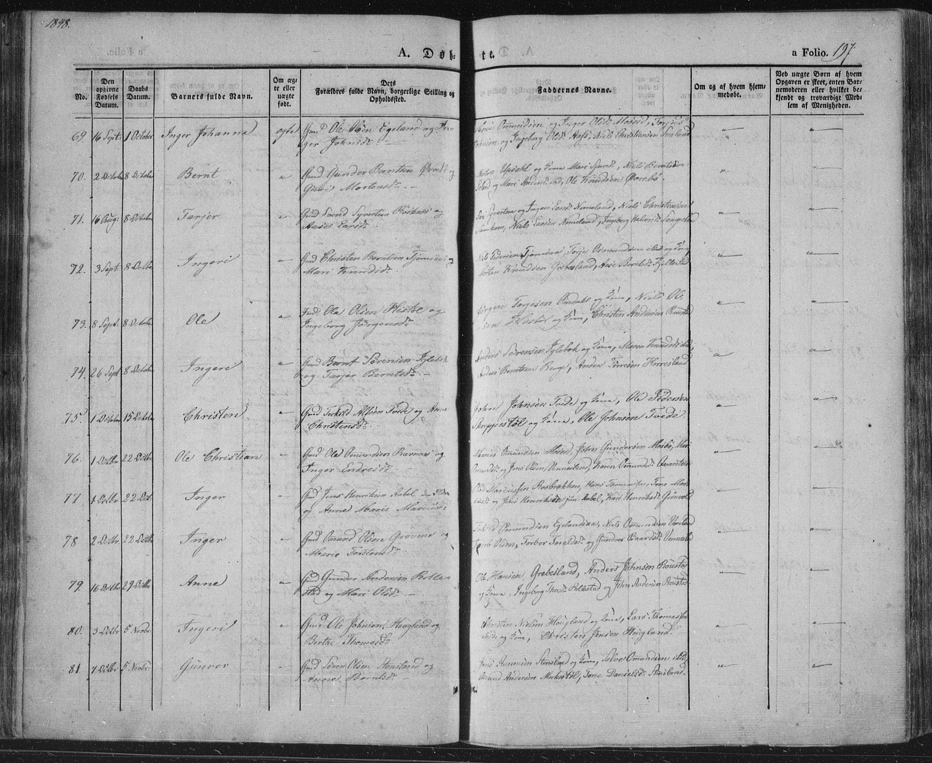 Vennesla sokneprestkontor, AV/SAK-1111-0045/Fa/Fac/L0004: Parish register (official) no. A 4, 1834-1855, p. 197