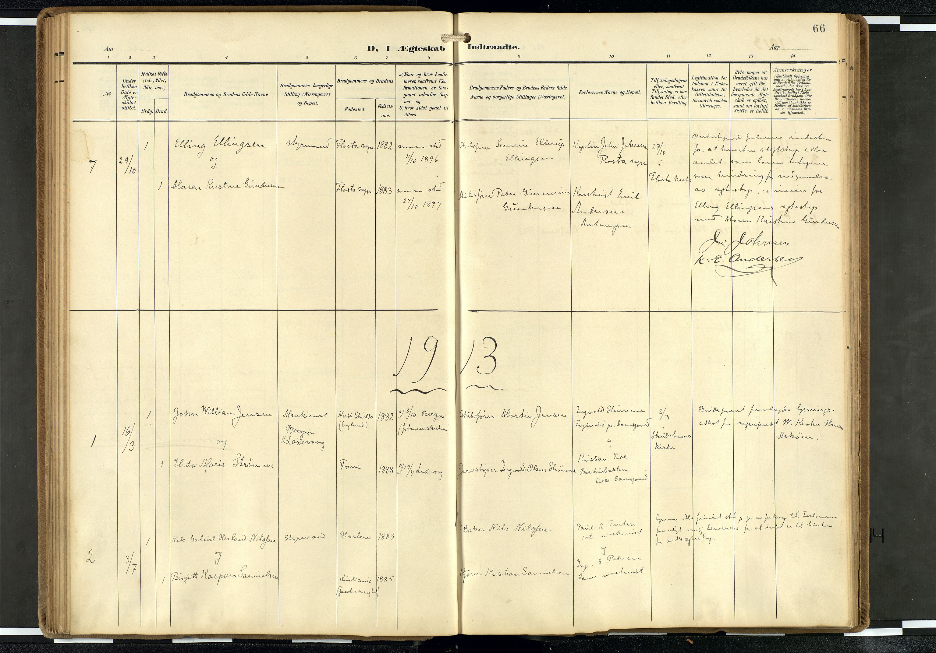 Den norske sjømannsmisjon i utlandet/Hollandske havner (Amsterdam-Rotterdam-Europort), AV/SAB-SAB/PA-0106/H/Ha/Haa/L0003: Parish register (official) no. A 3, 1908-1927, p. 65b-66a