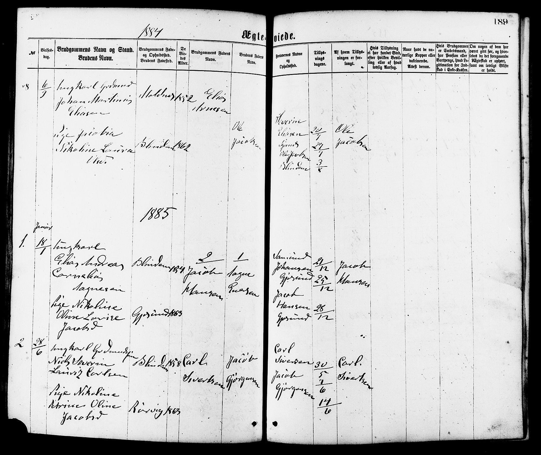 Ministerialprotokoller, klokkerbøker og fødselsregistre - Møre og Romsdal, AV/SAT-A-1454/537/L0519: Parish register (official) no. 537A03, 1876-1889, p. 189