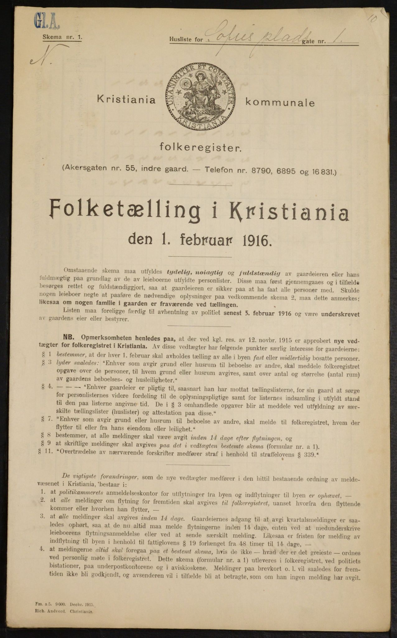 OBA, Municipal Census 1916 for Kristiania, 1916, p. 101825