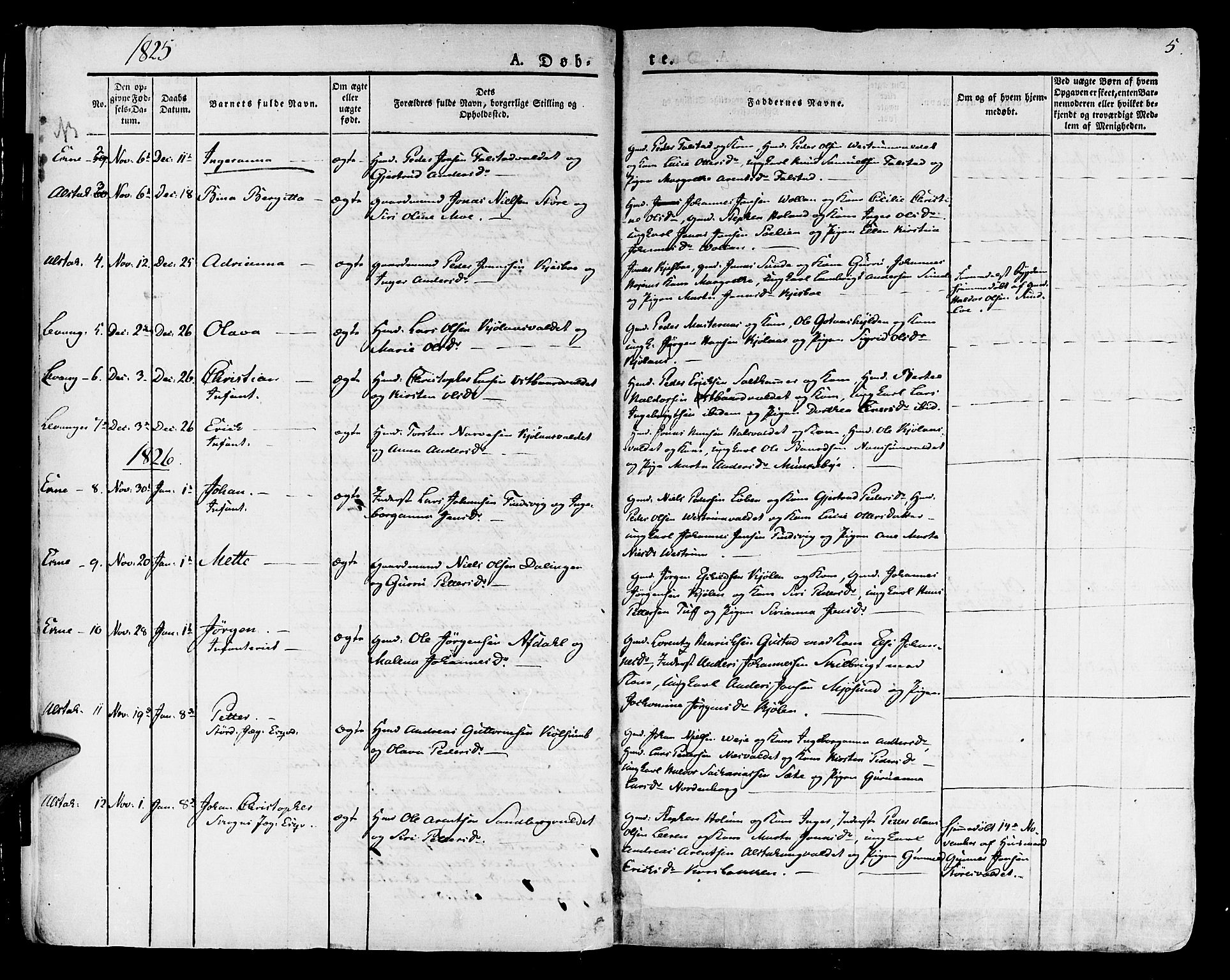 Ministerialprotokoller, klokkerbøker og fødselsregistre - Nord-Trøndelag, AV/SAT-A-1458/717/L0152: Parish register (official) no. 717A05 /1, 1825-1836, p. 5