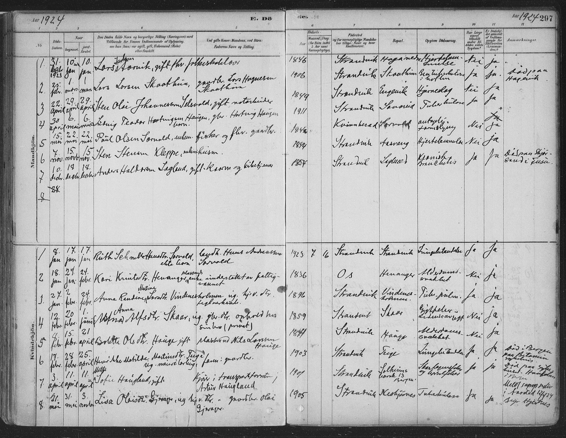 Fusa sokneprestembete, SAB/A-75401/H/Haa: Parish register (official) no. D 1, 1880-1938, p. 297