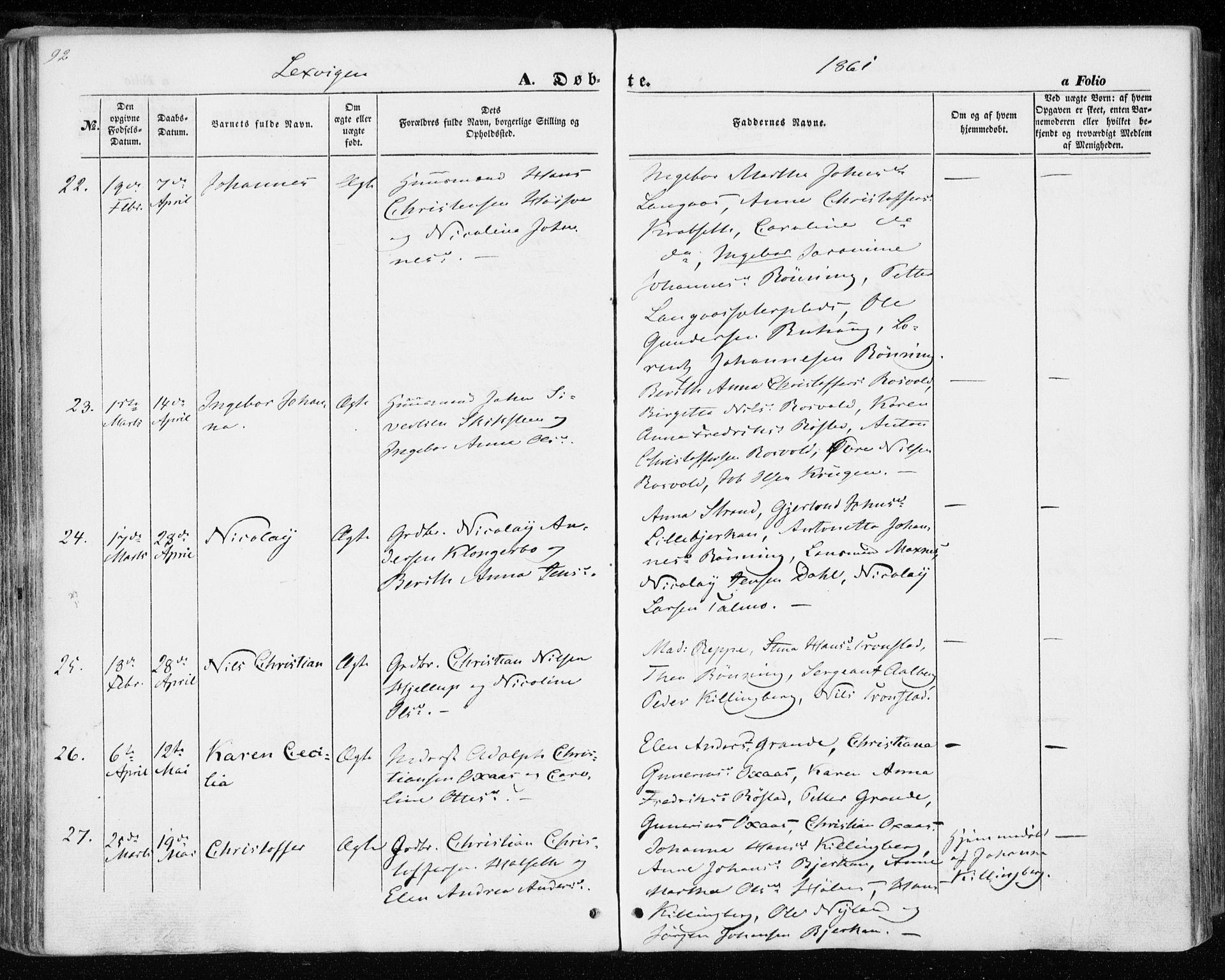 Ministerialprotokoller, klokkerbøker og fødselsregistre - Nord-Trøndelag, SAT/A-1458/701/L0008: Parish register (official) no. 701A08 /1, 1854-1863, p. 92