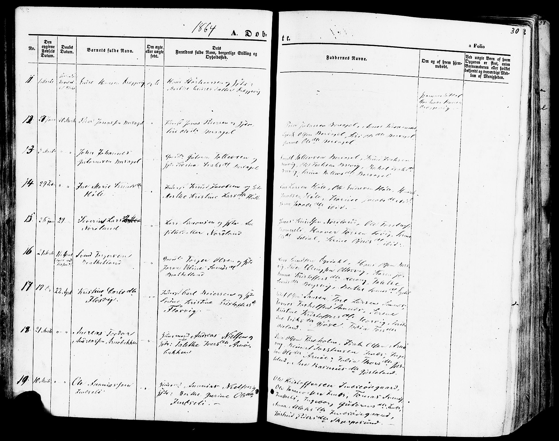 Høgsfjord sokneprestkontor, AV/SAST-A-101624/H/Ha/Haa/L0002: Parish register (official) no. A 2, 1855-1885, p. 30