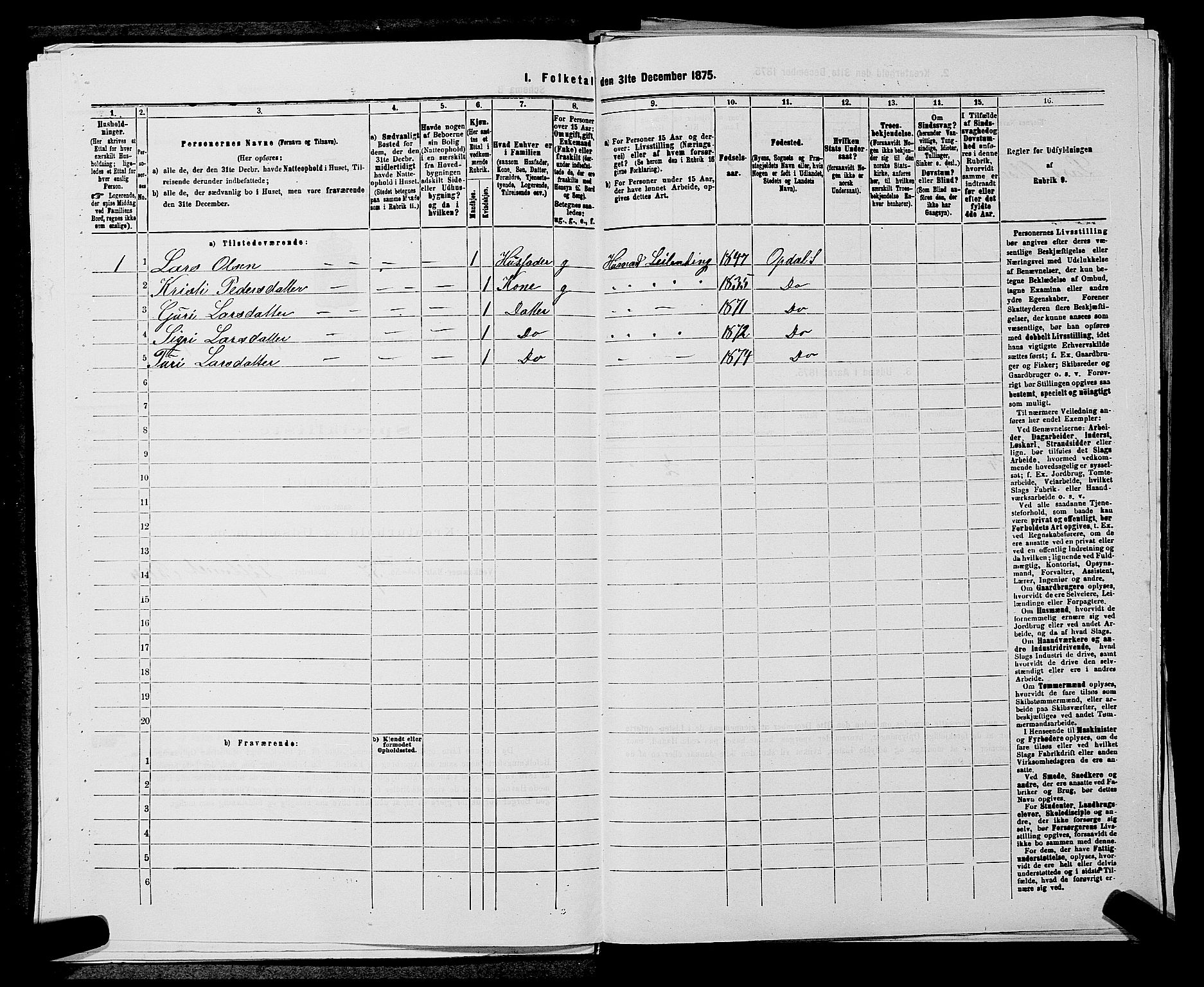 SAKO, 1875 census for 0633P Nore, 1875, p. 363