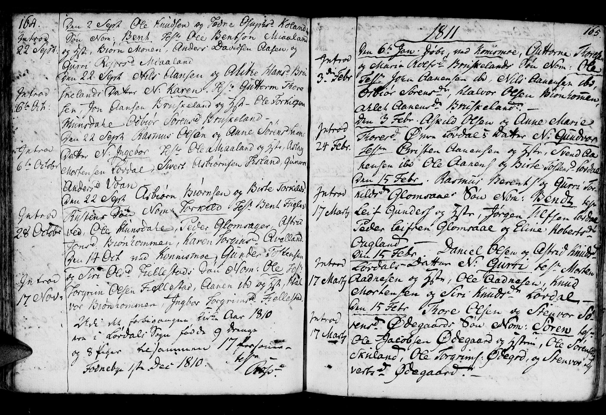 Holum sokneprestkontor, SAK/1111-0022/F/Fa/Fab/L0004: Parish register (official) no. A 4, 1774-1847, p. 164-165