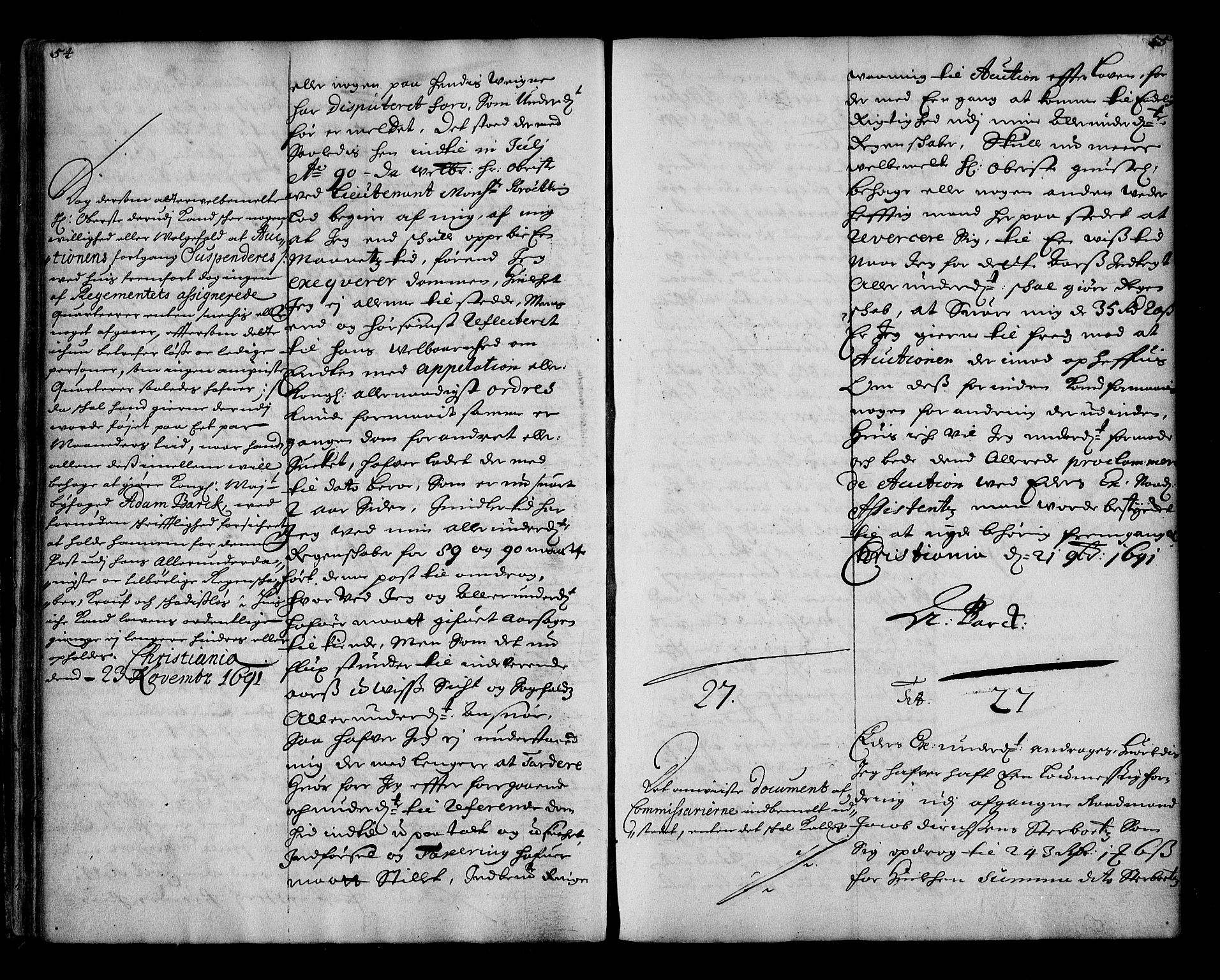 Stattholderembetet 1572-1771, AV/RA-EA-2870/Ae/L0009: Supplikasjons- og resolusjonsprotokoll, 1691-1692, p. 54-55