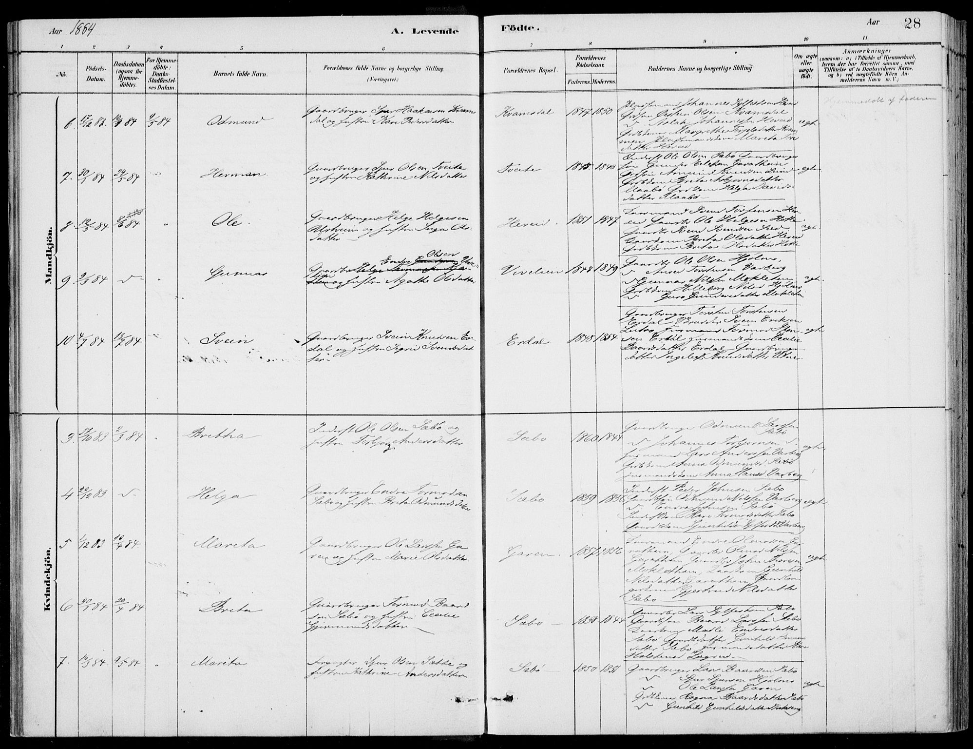 Ulvik sokneprestembete, AV/SAB-A-78801/H/Haa: Parish register (official) no. D  1, 1878-1903, p. 28