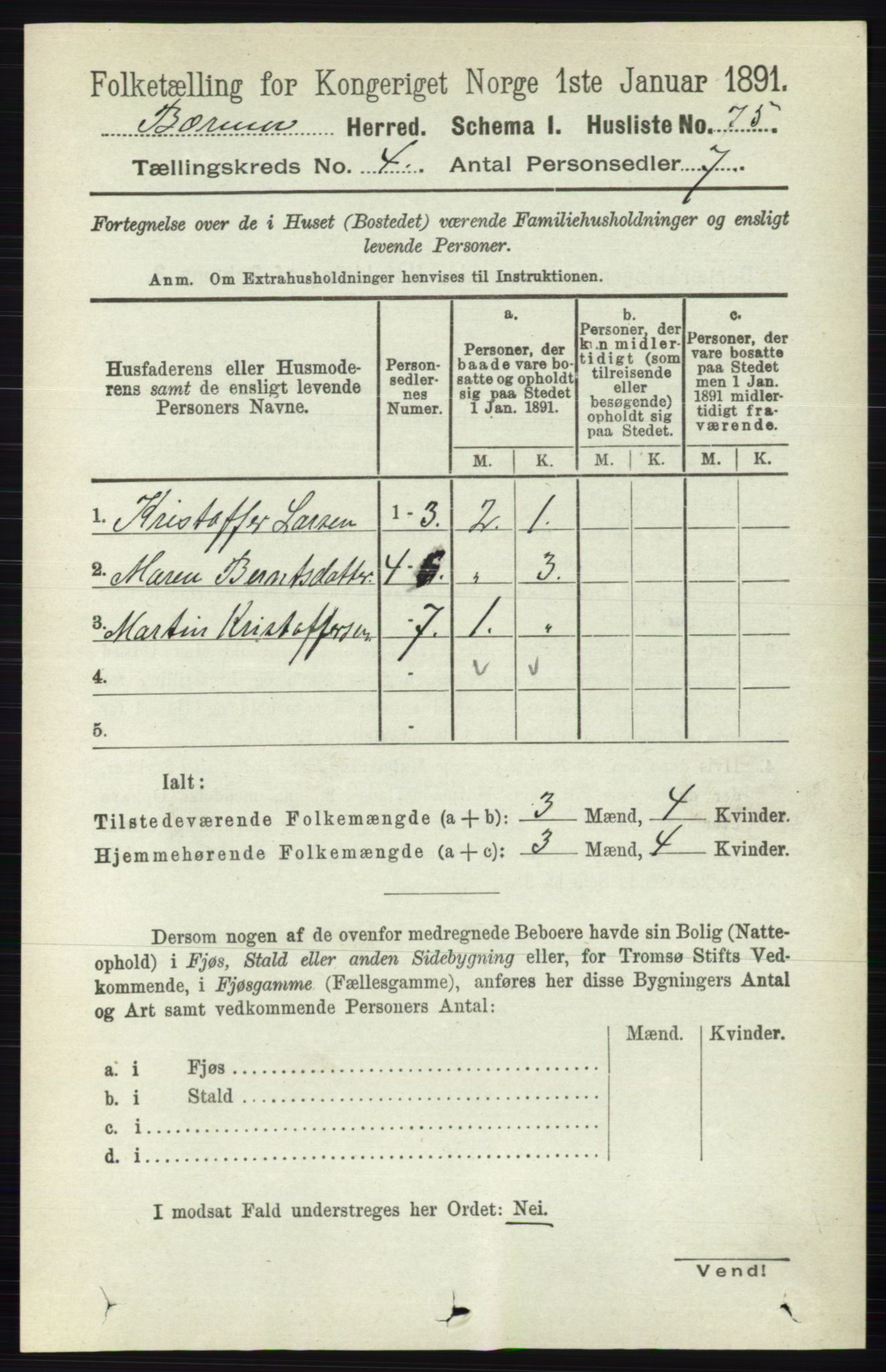 RA, 1891 census for 0219 Bærum, 1891, p. 2480