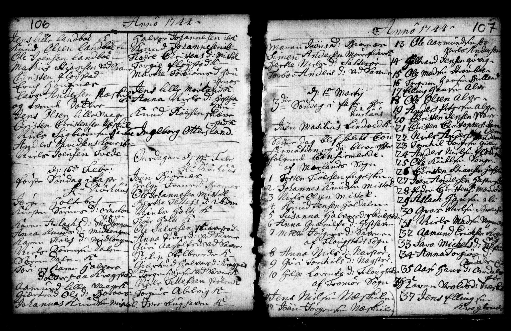 Holt sokneprestkontor, SAK/1111-0021/F/Fa/L0002: Parish register (official) no. A 2, 1739-1753, p. 106-107