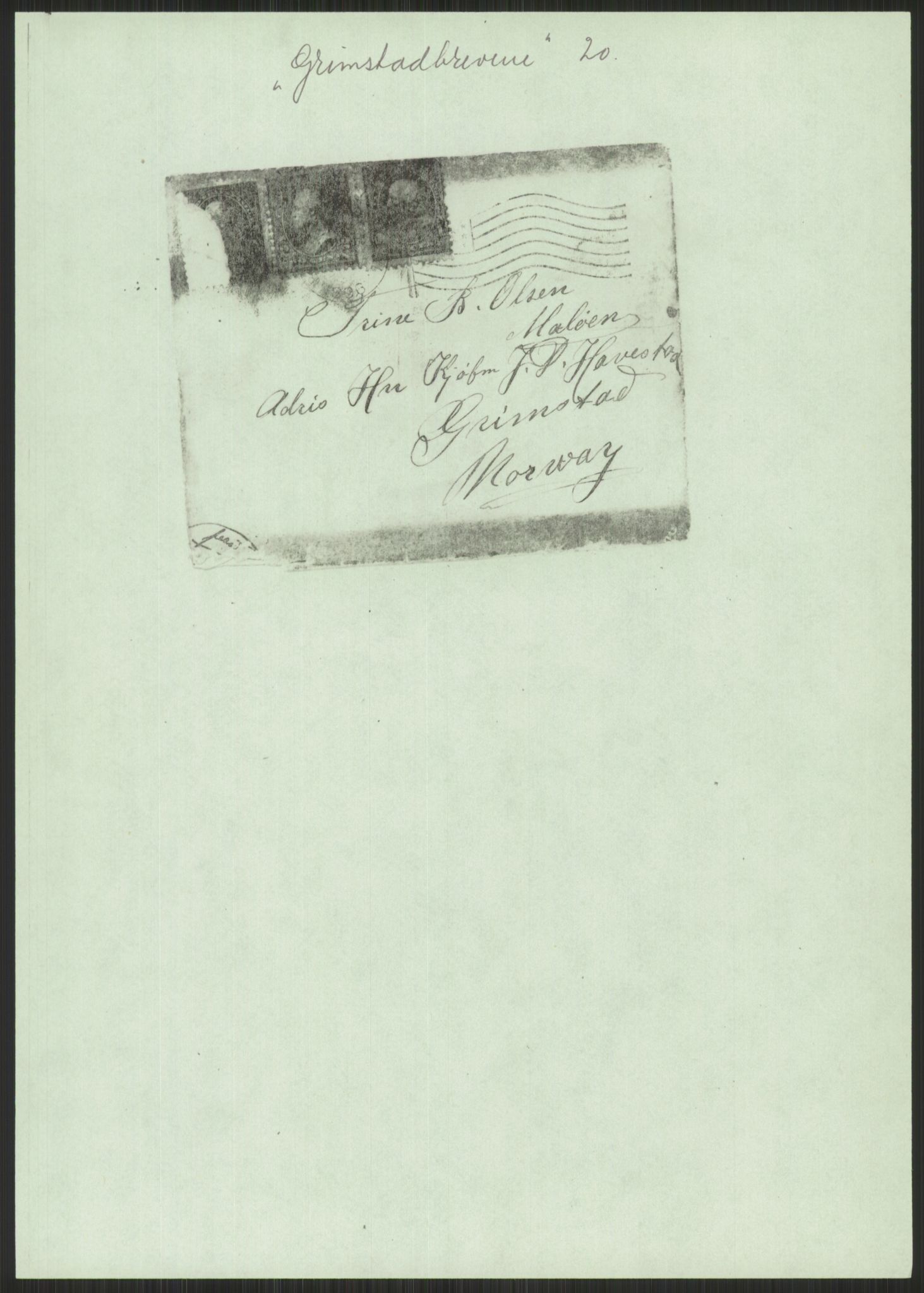 Samlinger til kildeutgivelse, Amerikabrevene, AV/RA-EA-4057/F/L0025: Innlån fra Aust-Agder: Aust-Agder-Arkivet, Grimstadbrevene, 1838-1914, p. 187