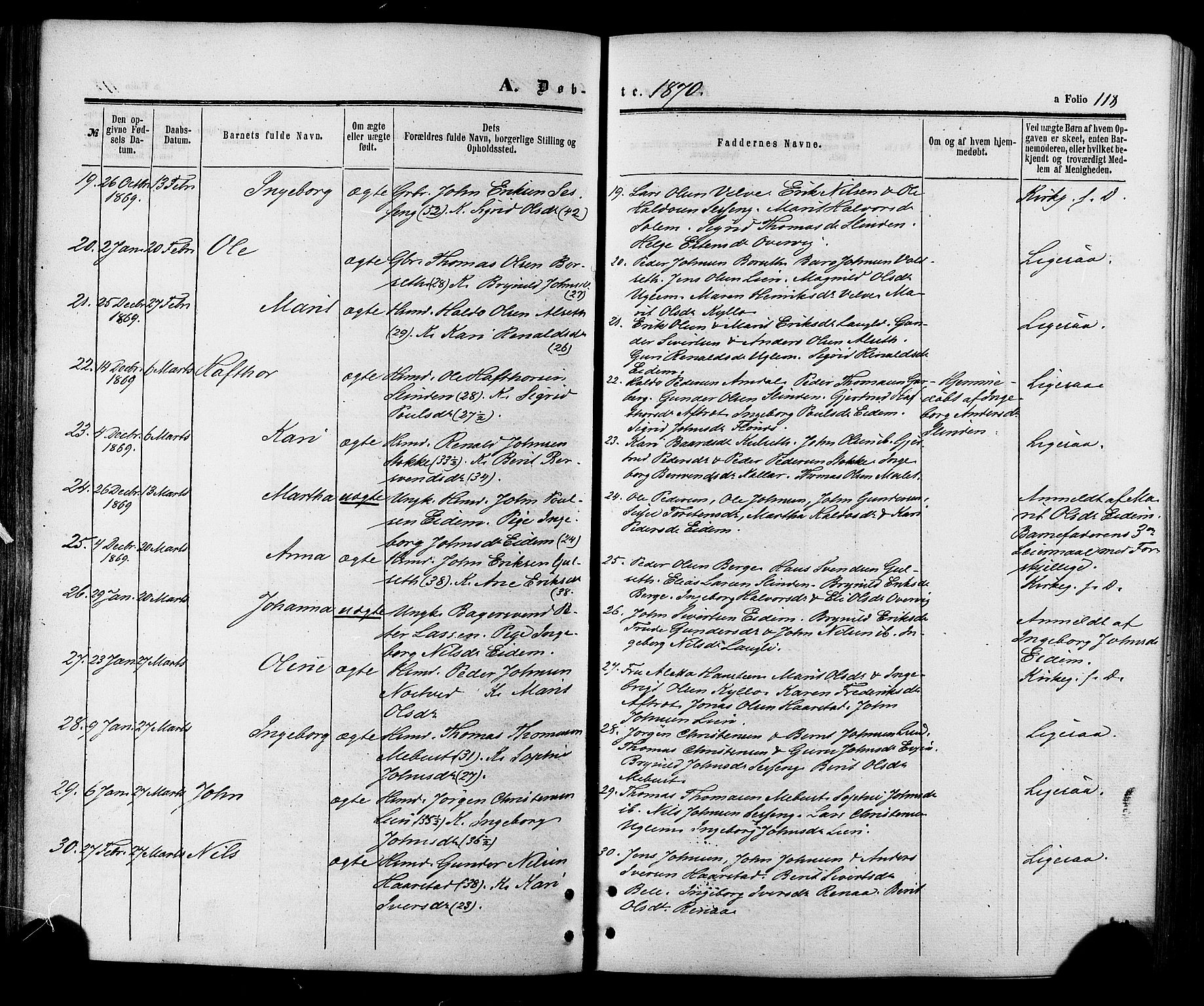 Ministerialprotokoller, klokkerbøker og fødselsregistre - Sør-Trøndelag, SAT/A-1456/695/L1147: Parish register (official) no. 695A07, 1860-1877, p. 118