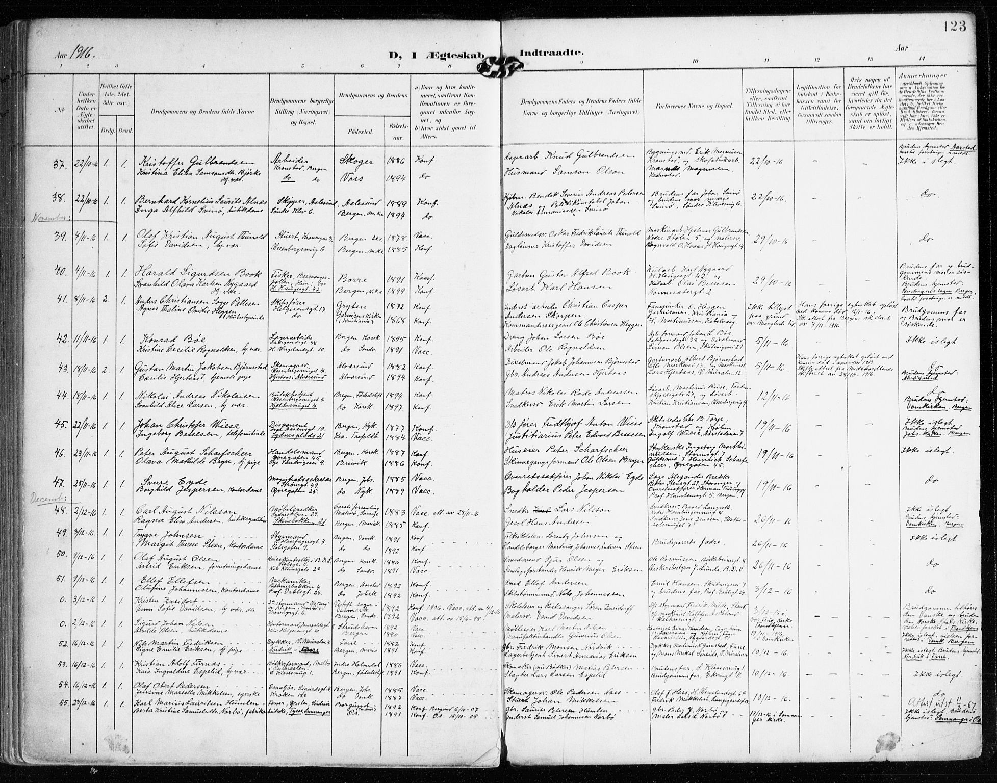 Mariakirken Sokneprestembete, SAB/A-76901/H/Haa/L0014: Parish register (official) no. C 2, 1900-1916, p. 123