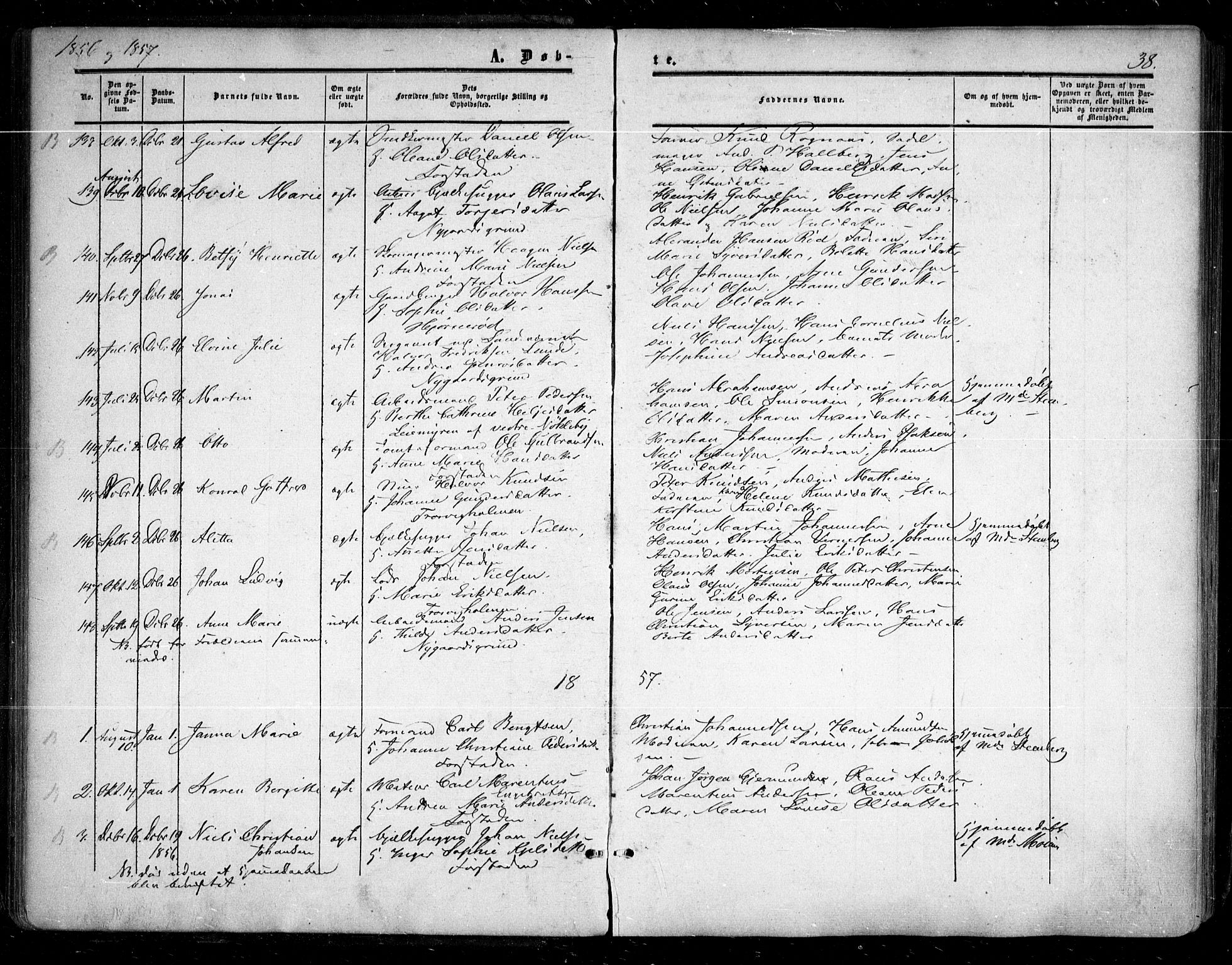 Glemmen prestekontor Kirkebøker, SAO/A-10908/F/Fa/L0007: Parish register (official) no. 7, 1853-1862, p. 38
