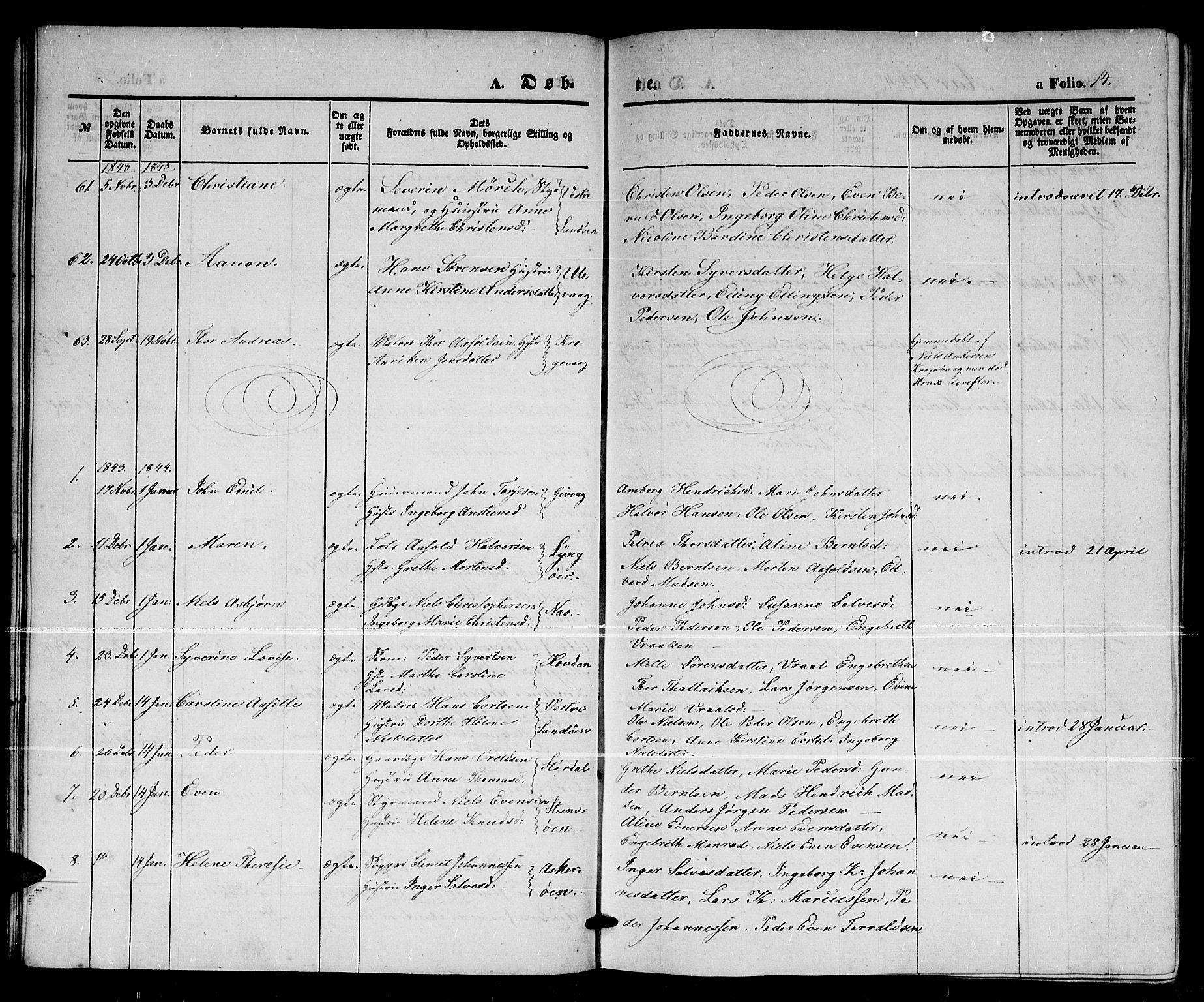 Dypvåg sokneprestkontor, AV/SAK-1111-0007/F/Fb/Fba/L0010: Parish register (copy) no. B 10, 1842-1857, p. 14