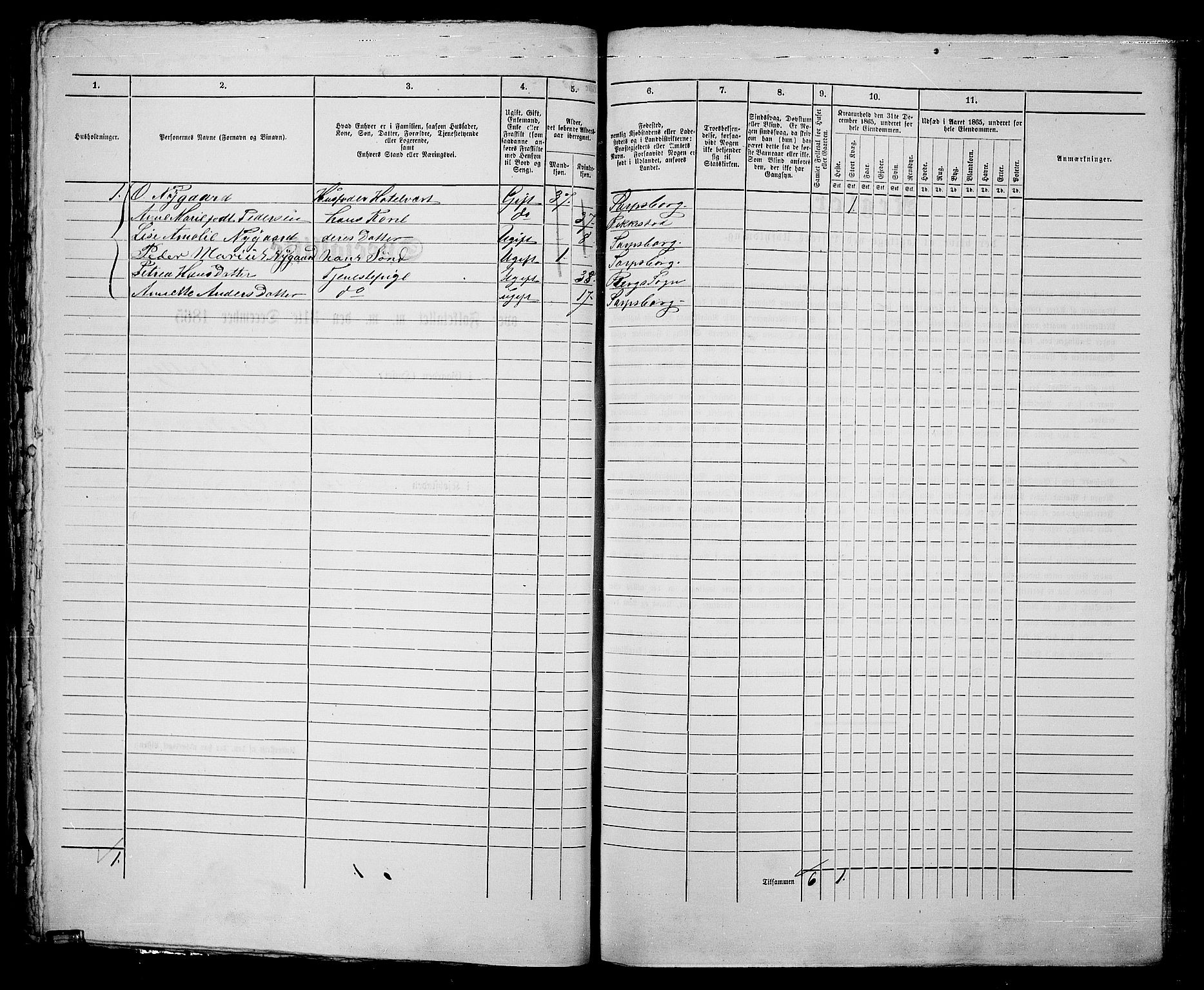 RA, 1865 census for Sarpsborg, 1865, p. 89