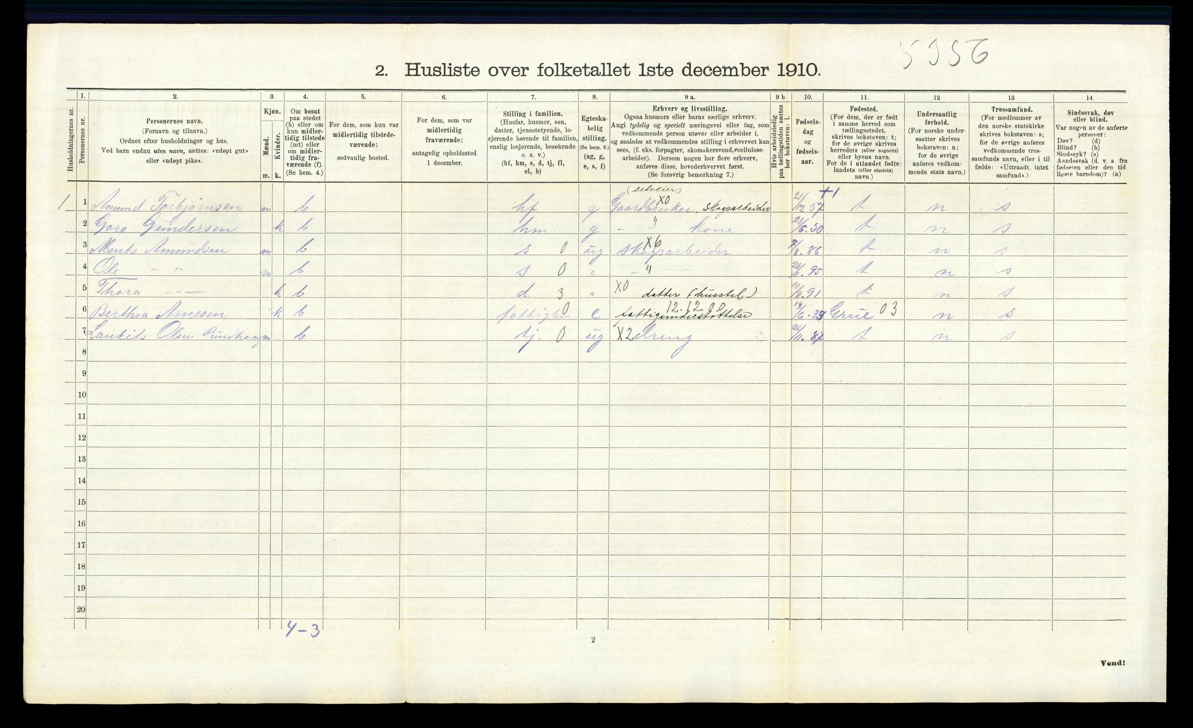 RA, 1910 census for Vinger, 1910, p. 1016