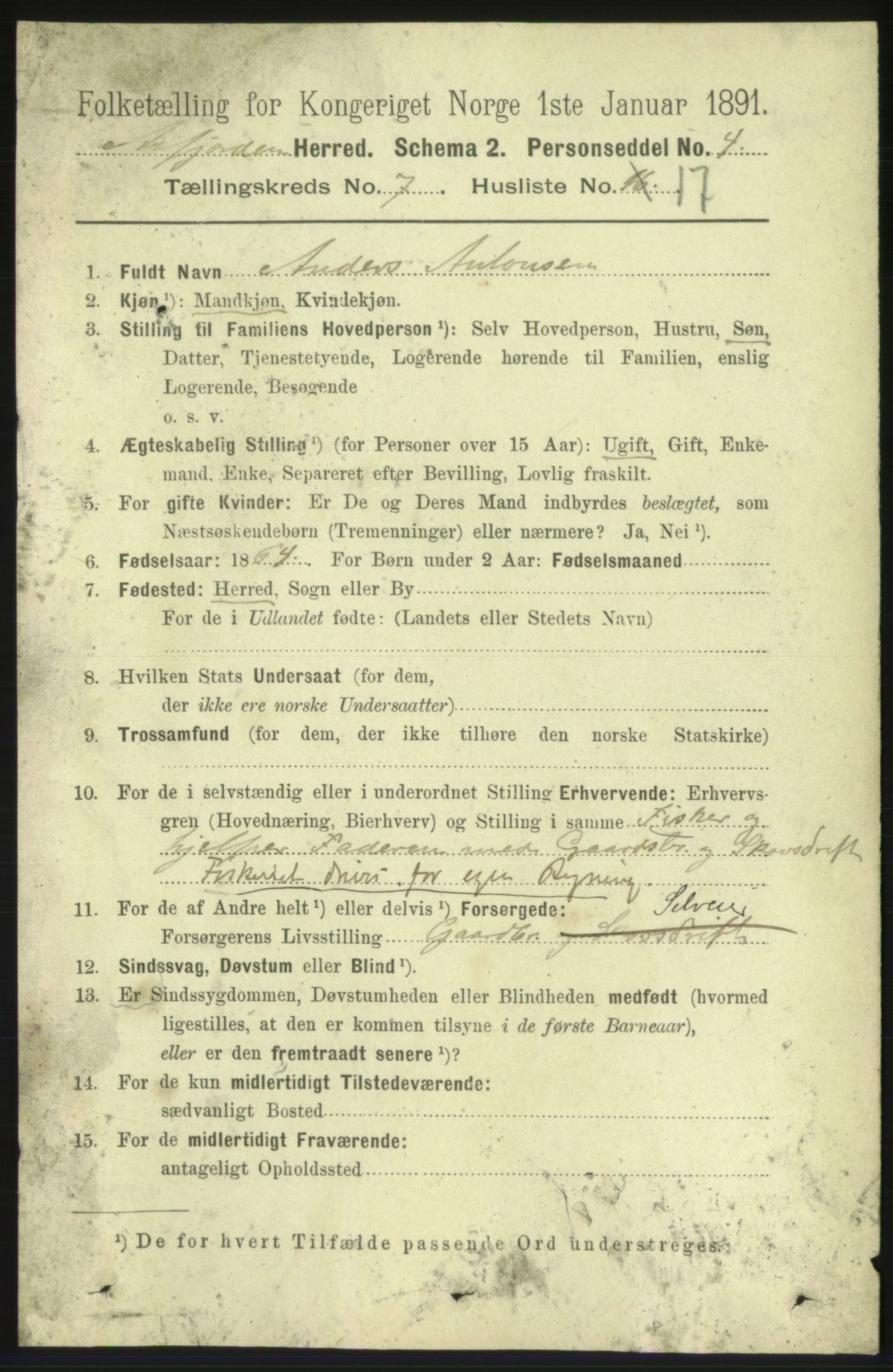 RA, 1891 census for 1630 Åfjord, 1891, p. 1847