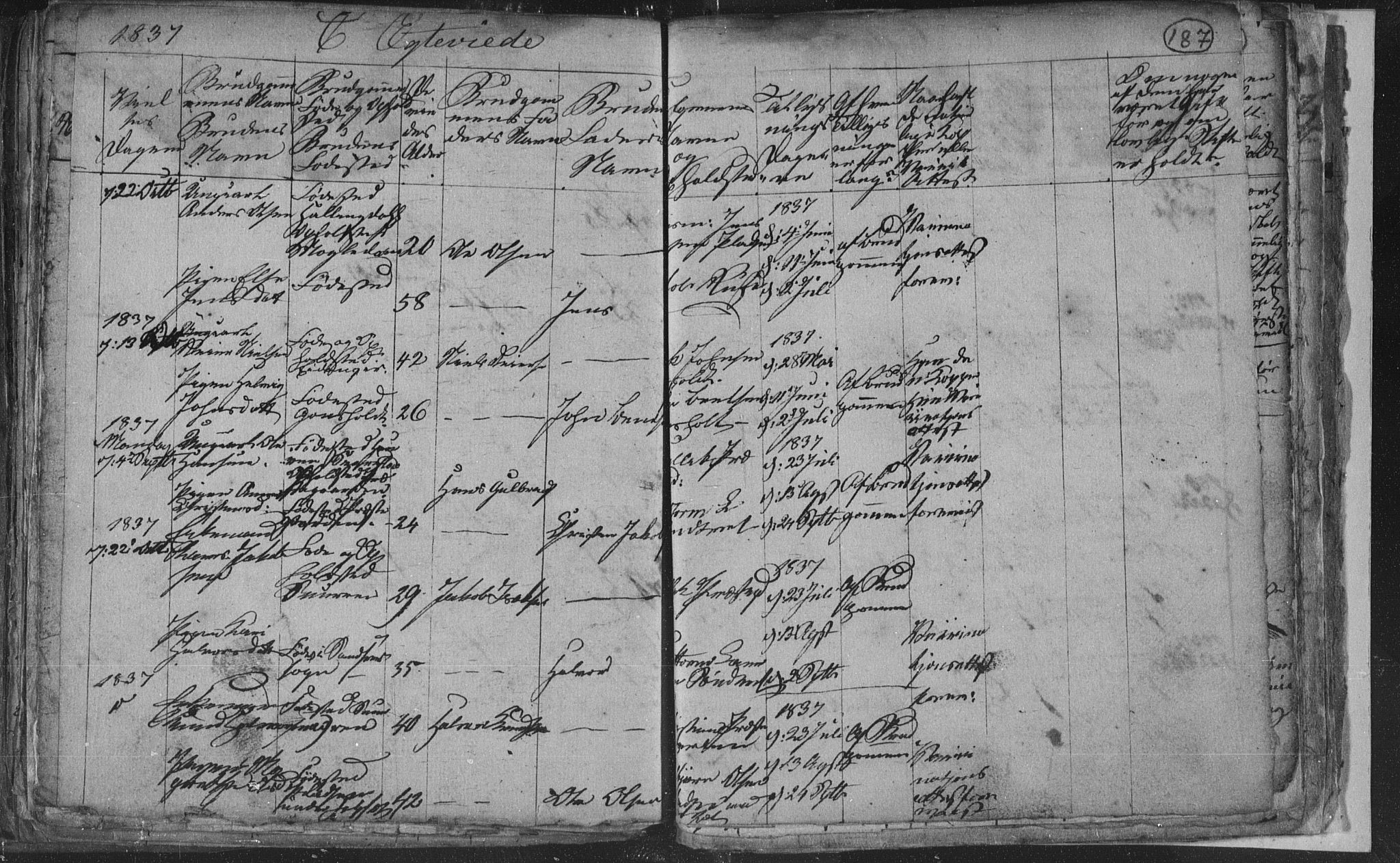 Siljan kirkebøker, AV/SAKO-A-300/G/Ga/L0001: Parish register (copy) no. 1, 1827-1847, p. 187