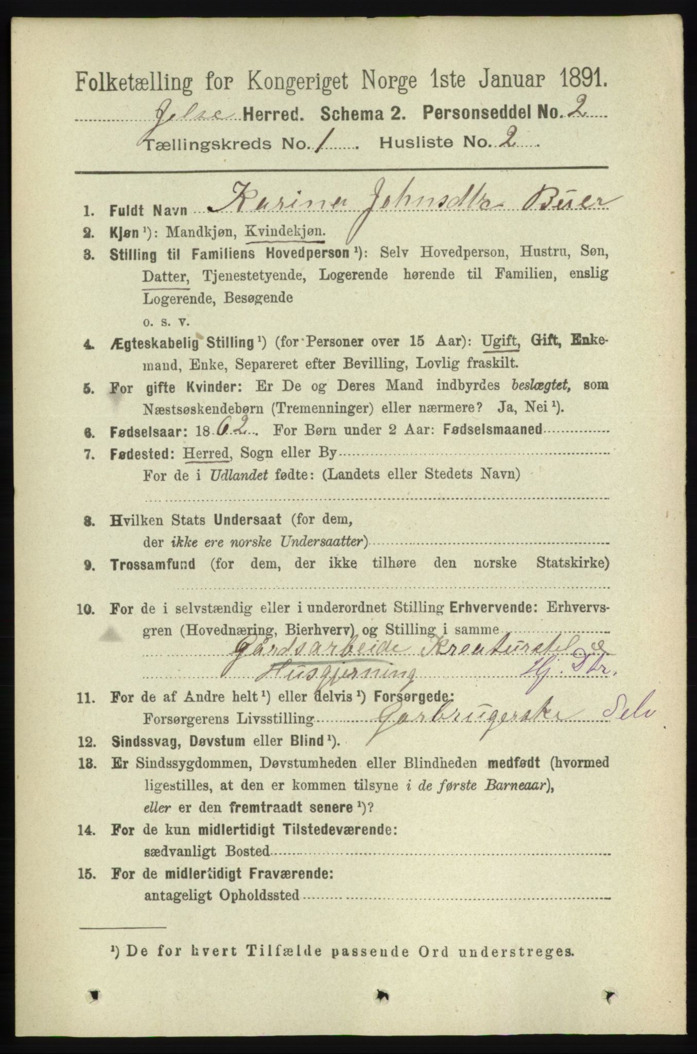 RA, 1891 census for 1138 Jelsa, 1891, p. 77