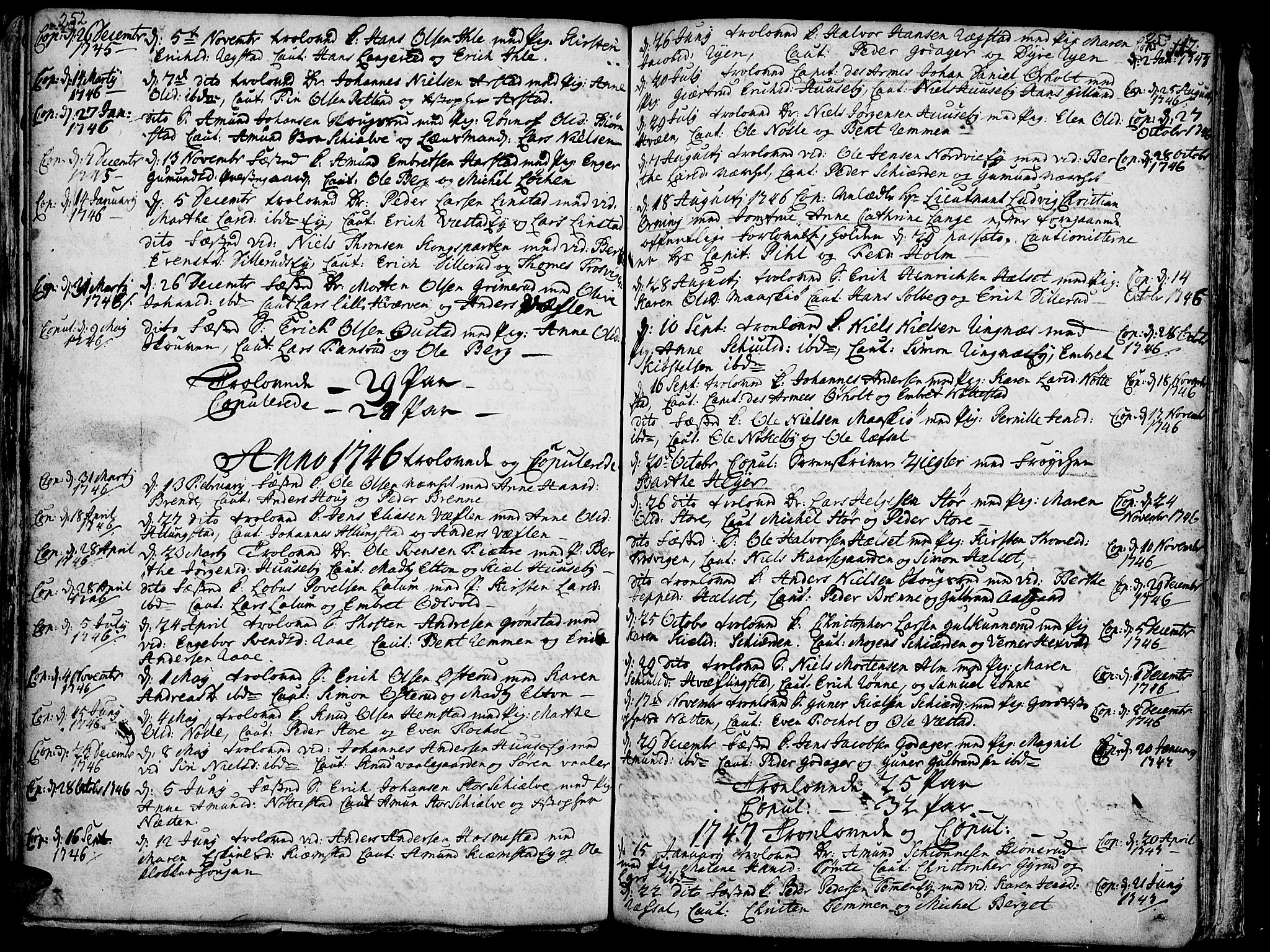 Stange prestekontor, SAH/PREST-002/K/L0004: Parish register (official) no. 4, 1735-1754, p. 252-253